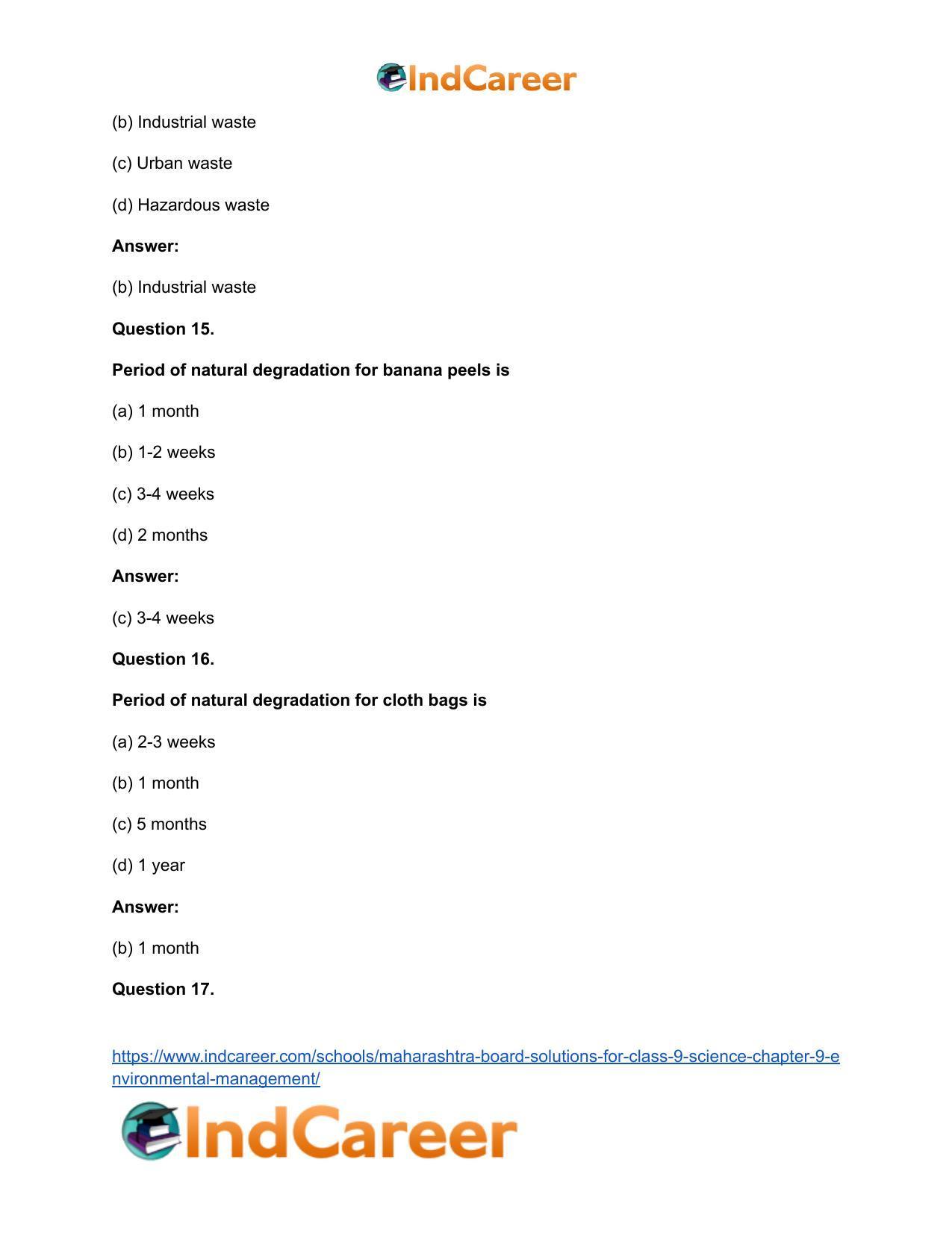 Maharashtra Board Solutions for Class 9- Science: Chapter 9- Environmental Management - Page 22