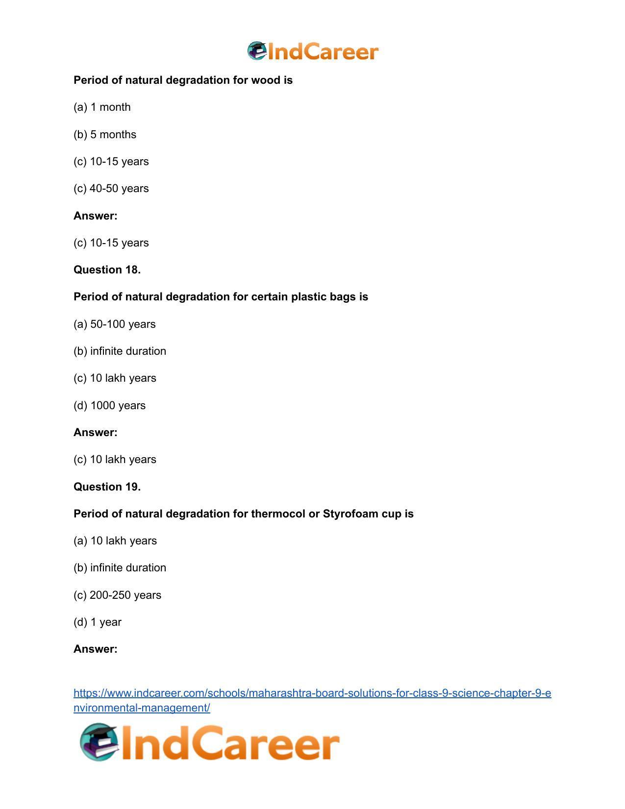 Maharashtra Board Solutions for Class 9- Science: Chapter 9- Environmental Management - Page 23