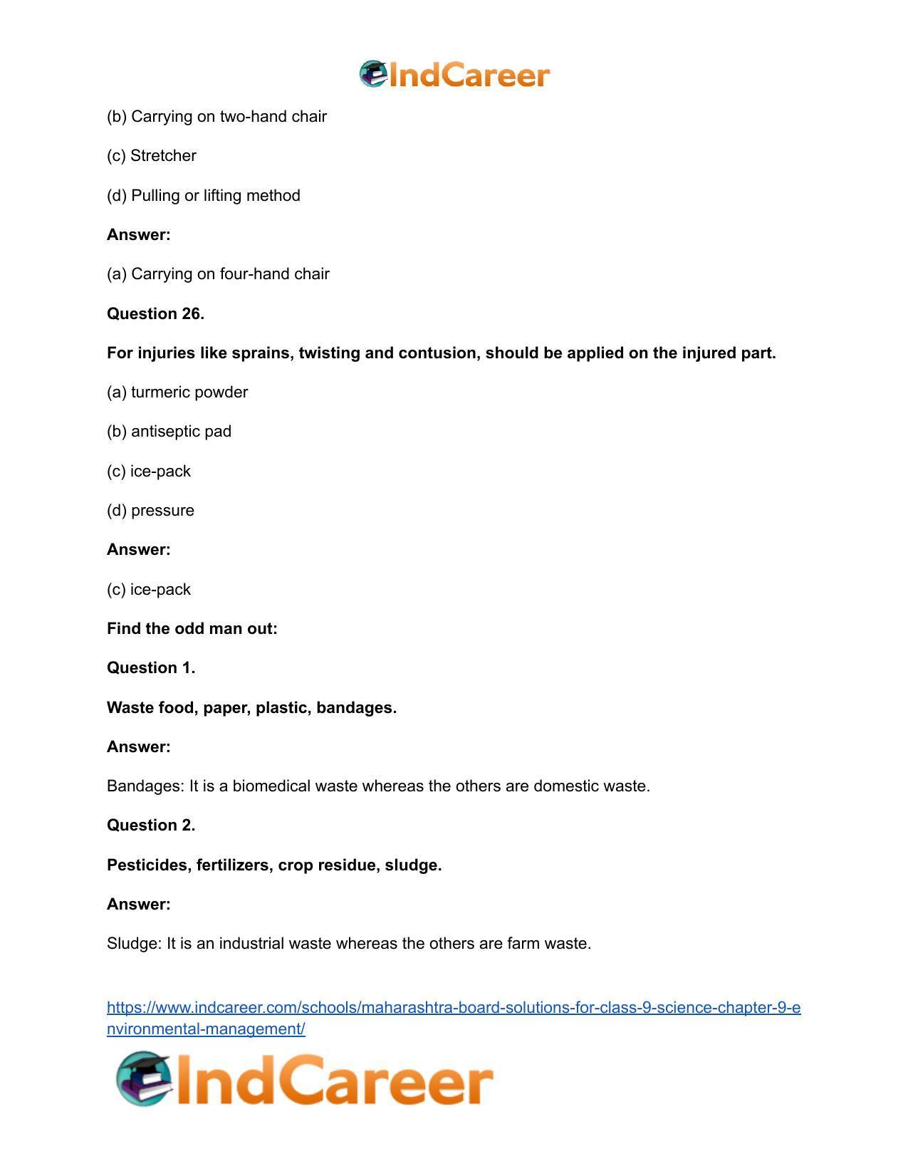 Maharashtra Board Solutions for Class 9- Science: Chapter 9- Environmental Management - Page 26