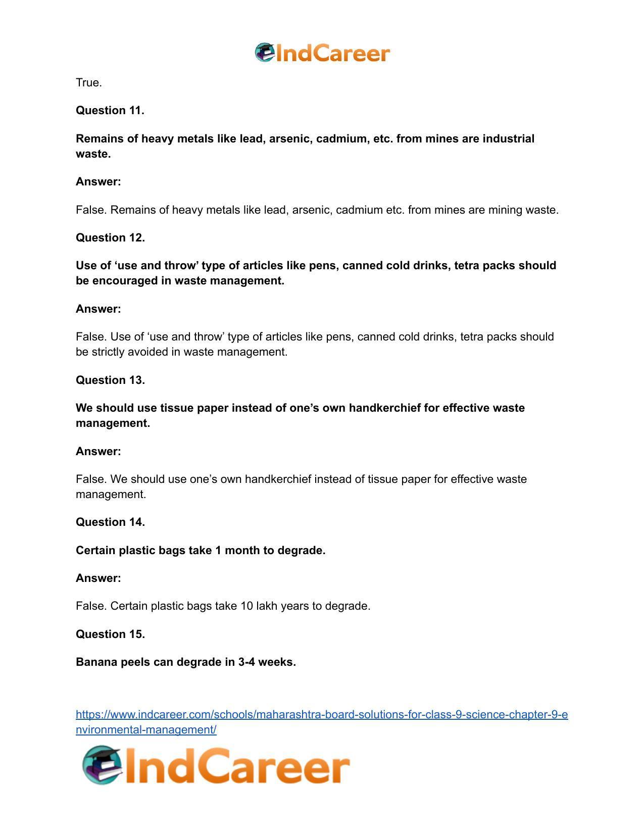 Maharashtra Board Solutions for Class 9- Science: Chapter 9- Environmental Management - Page 32