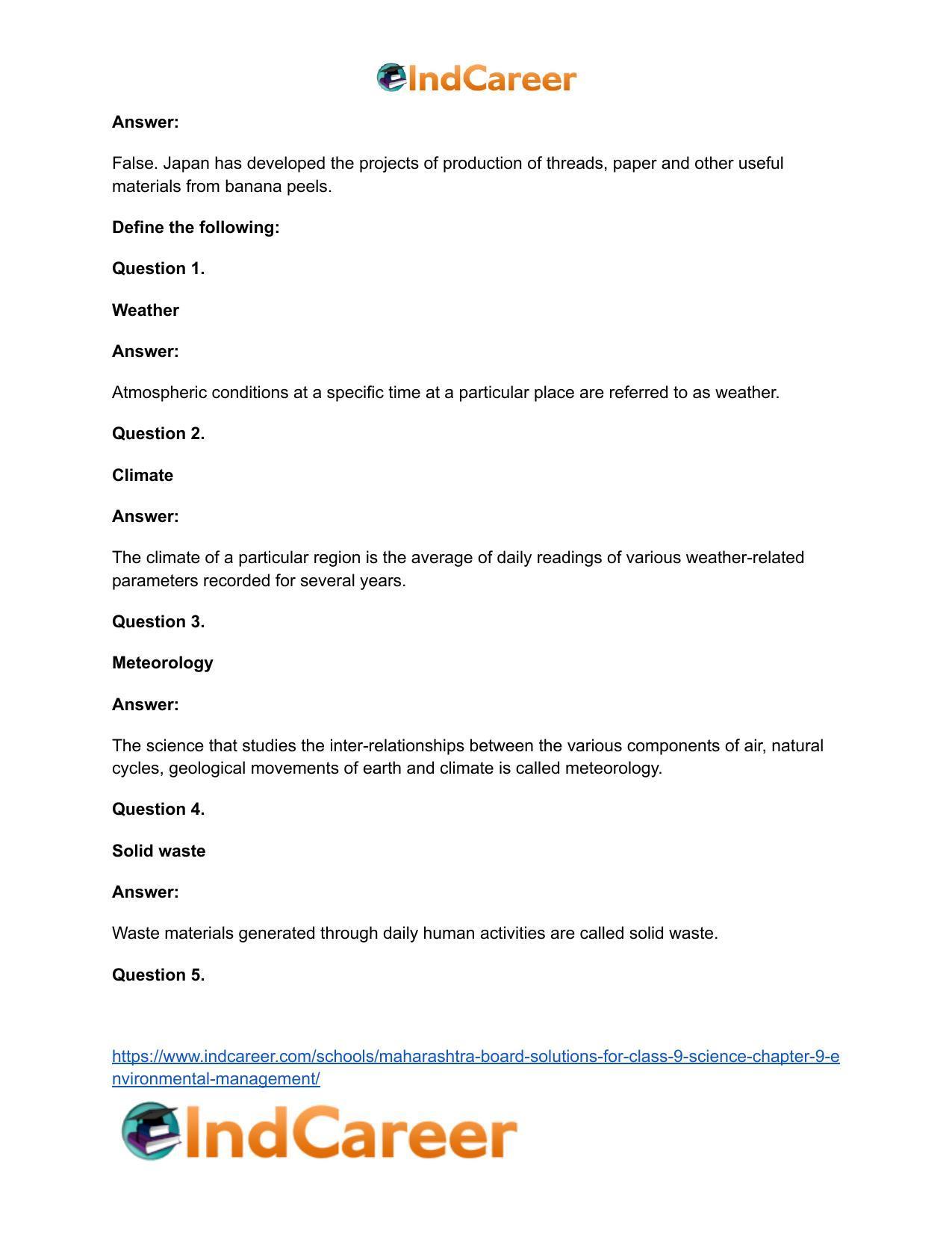 Maharashtra Board Solutions for Class 9- Science: Chapter 9- Environmental Management - Page 34