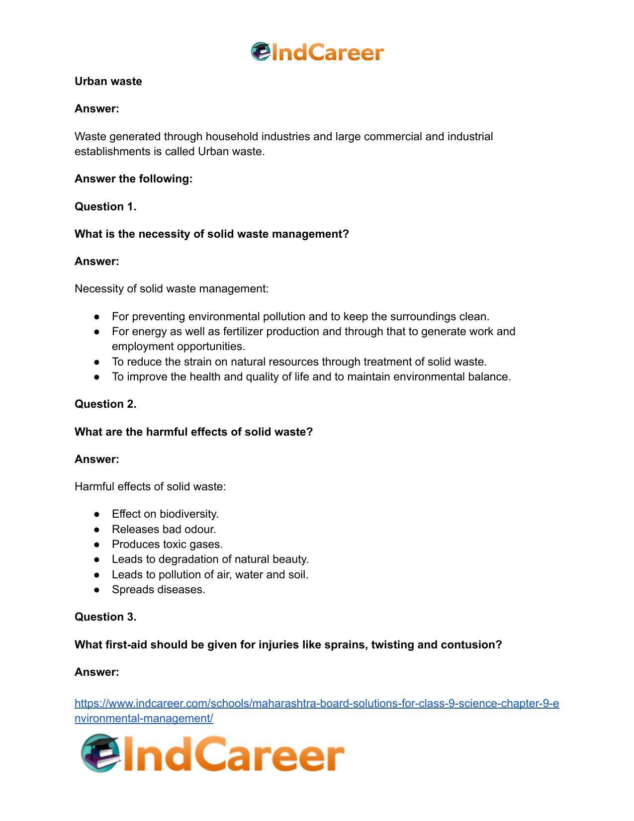 Maharashtra Board Solutions for Class 9- Science: Chapter 9- Environmental Management - Page 35