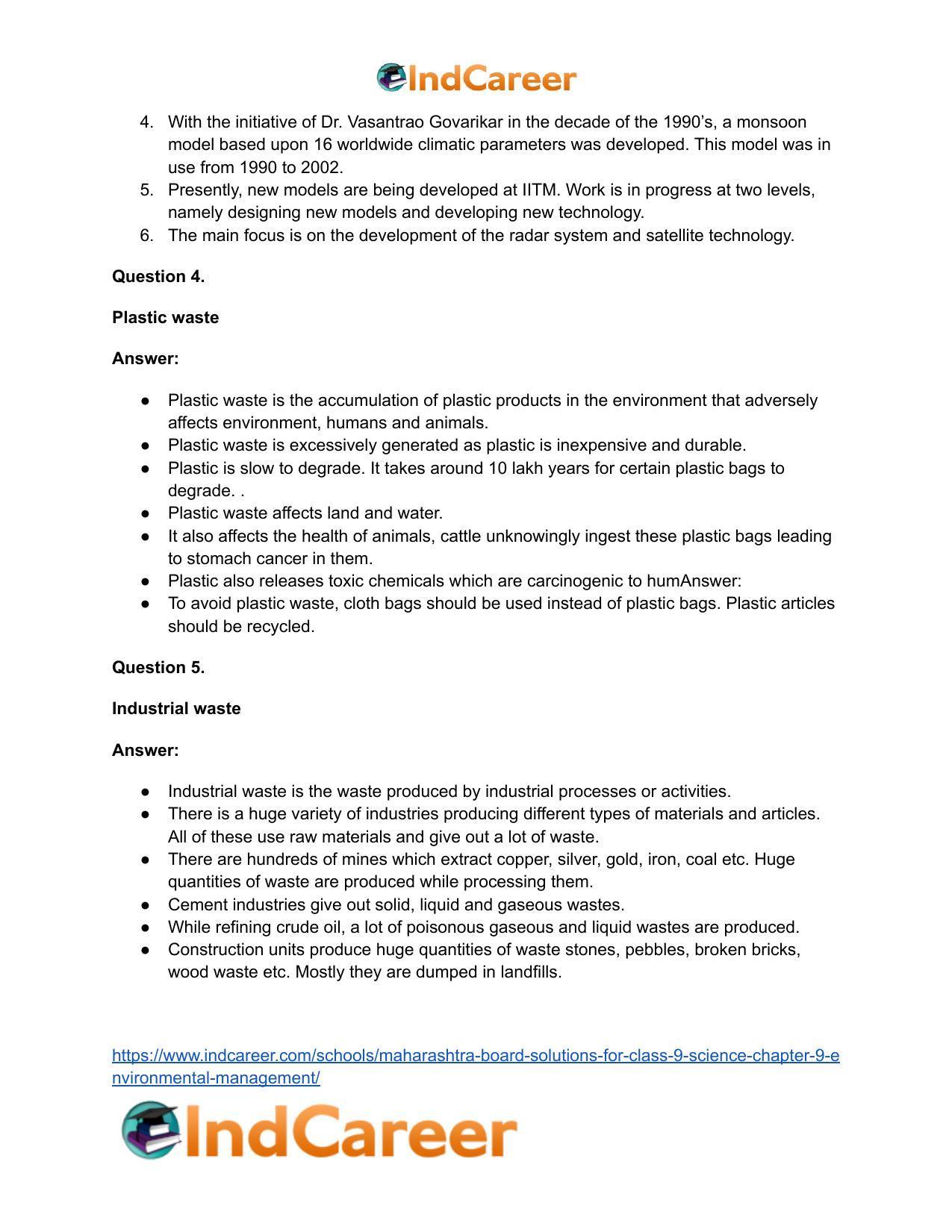 Maharashtra Board Solutions for Class 9- Science: Chapter 9- Environmental Management - Page 38