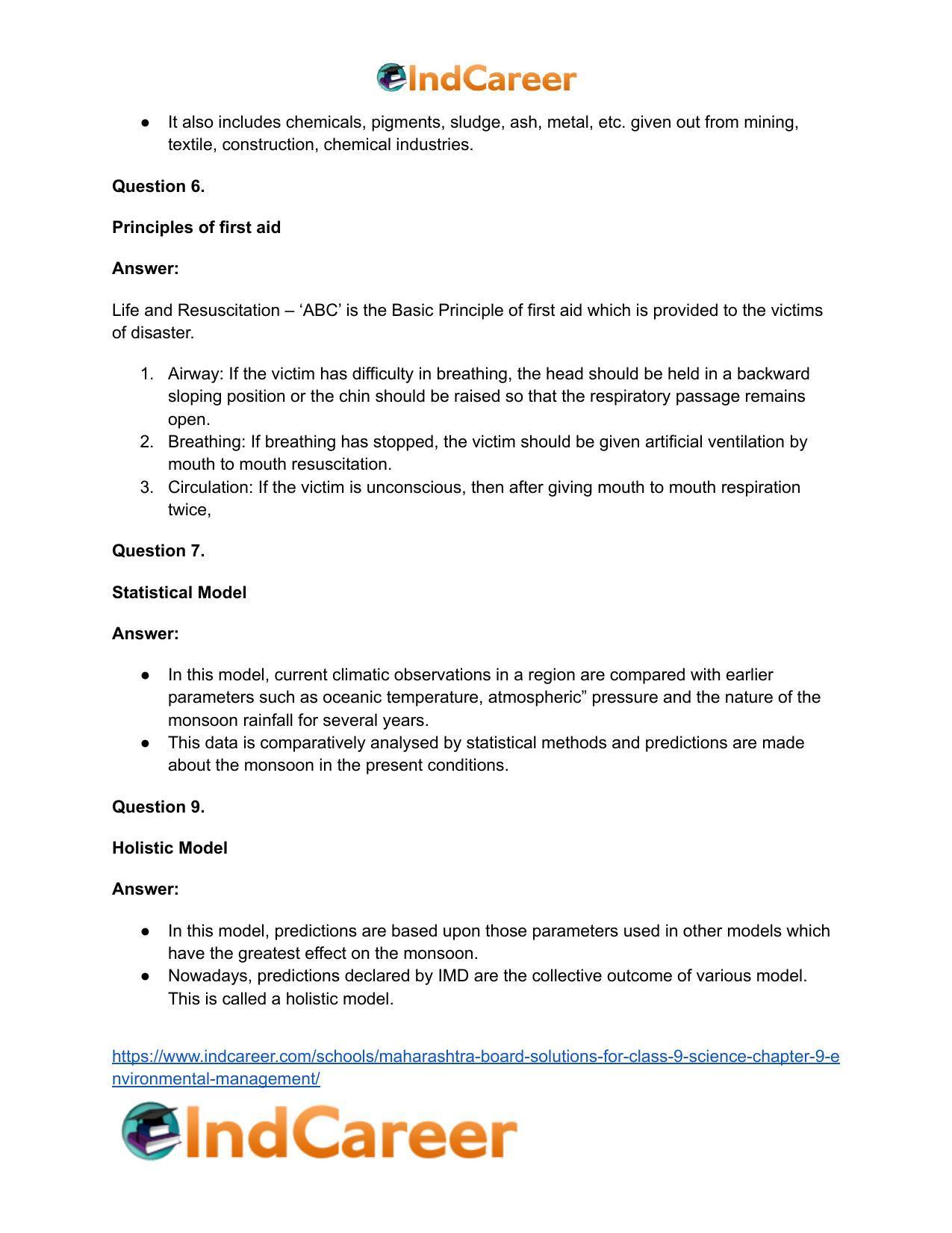 Maharashtra Board Solutions for Class 9- Science: Chapter 9- Environmental Management - Page 39