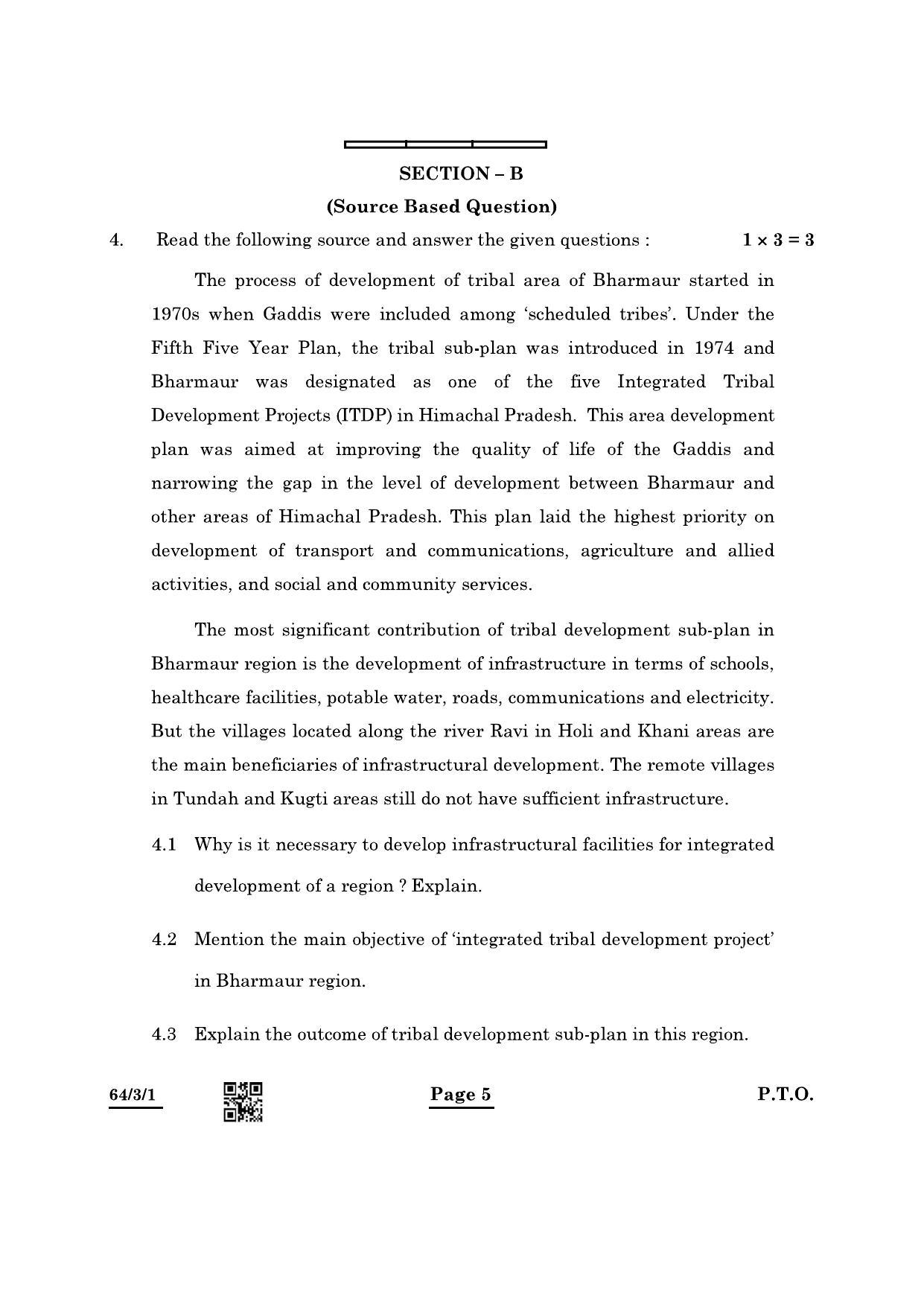 CBSE Class 12 64-3-1 Geography 2022 Question Paper - Page 5