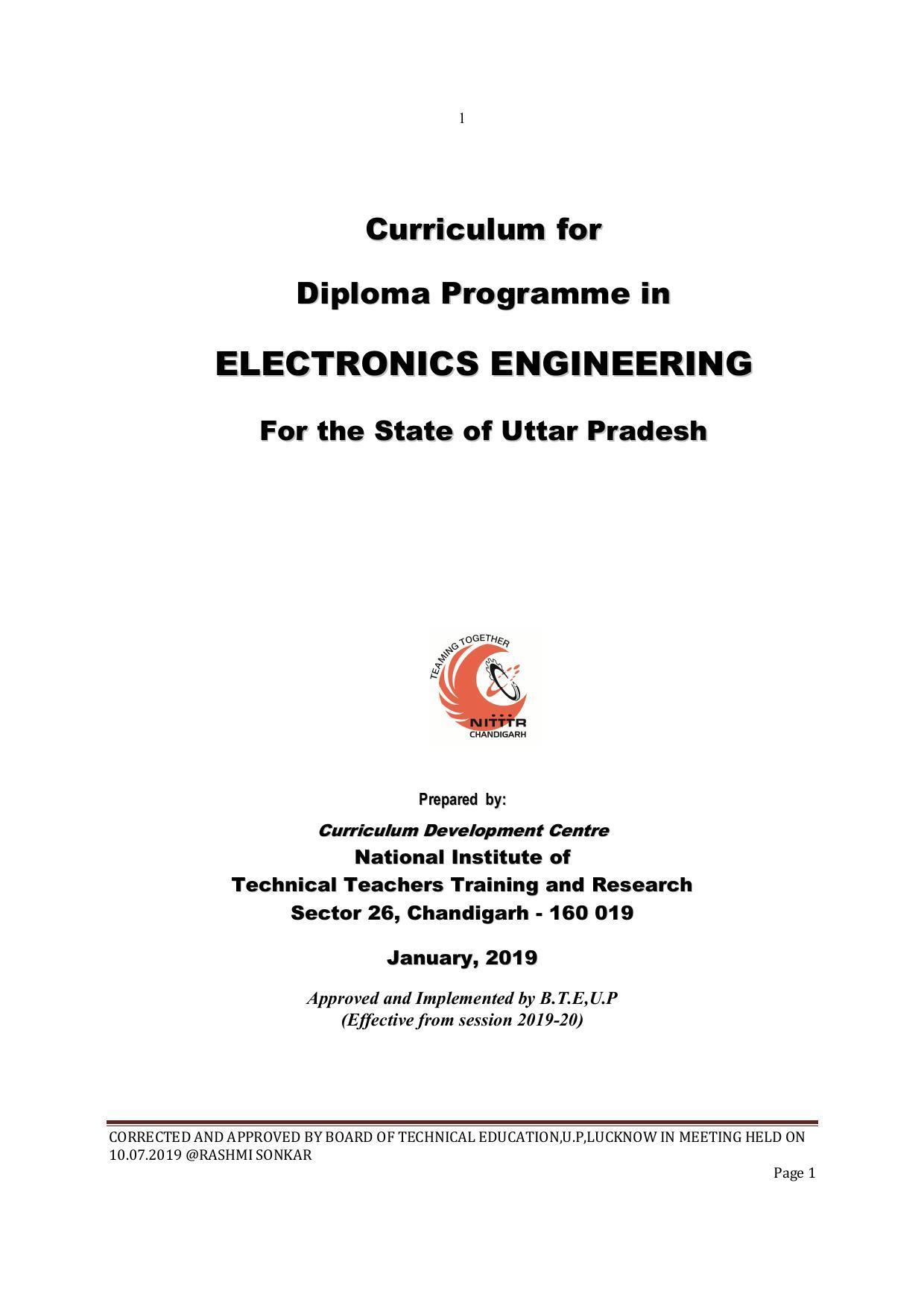 EFFECTIVE FROM JULY 2019-20 - SIX SEMESTER DIPLOMA COURSE IN ELECTRONICS ENGINEERING - Page 1