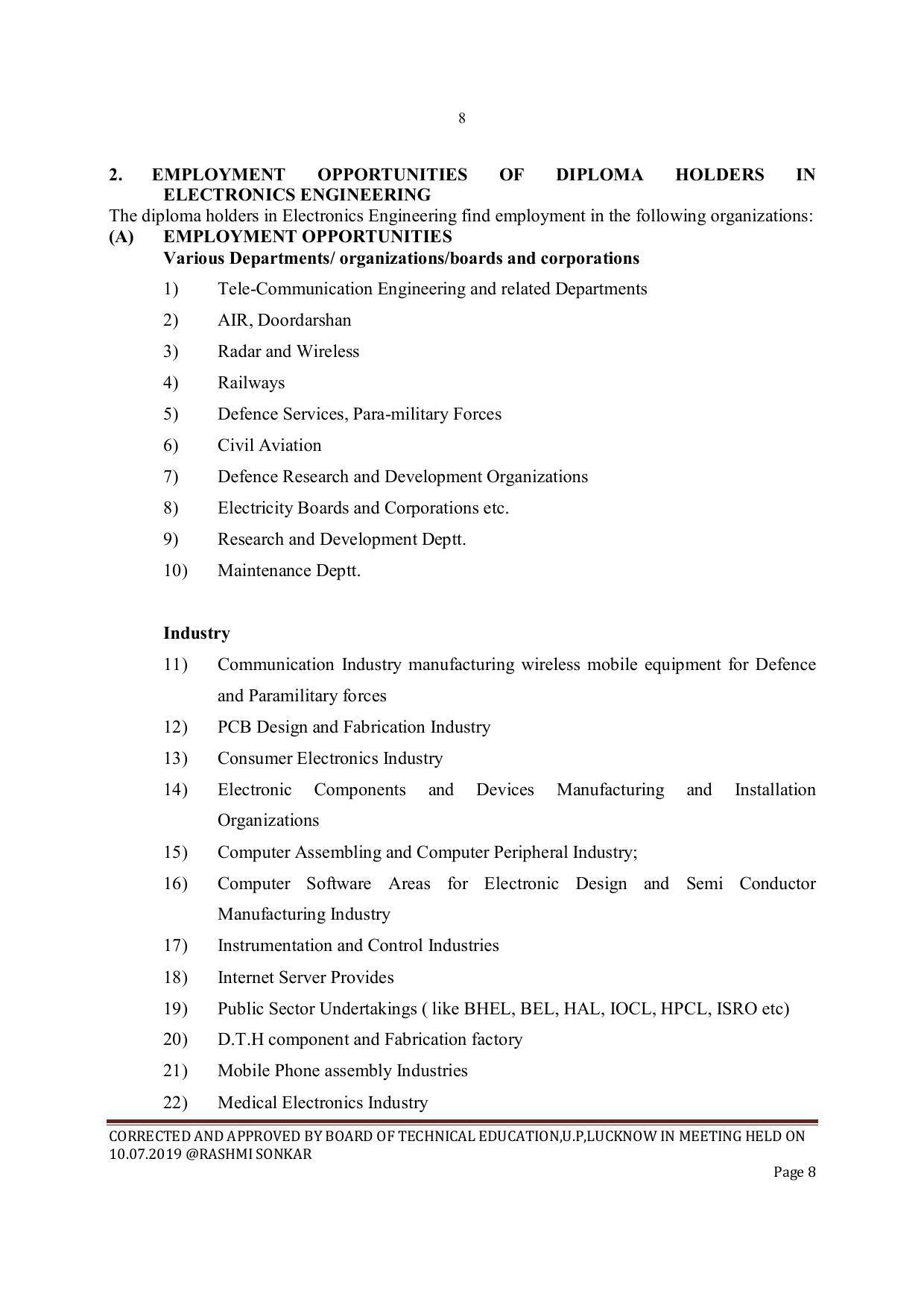 EFFECTIVE FROM JULY 2019-20 - SIX SEMESTER DIPLOMA COURSE IN ELECTRONICS ENGINEERING - Page 8