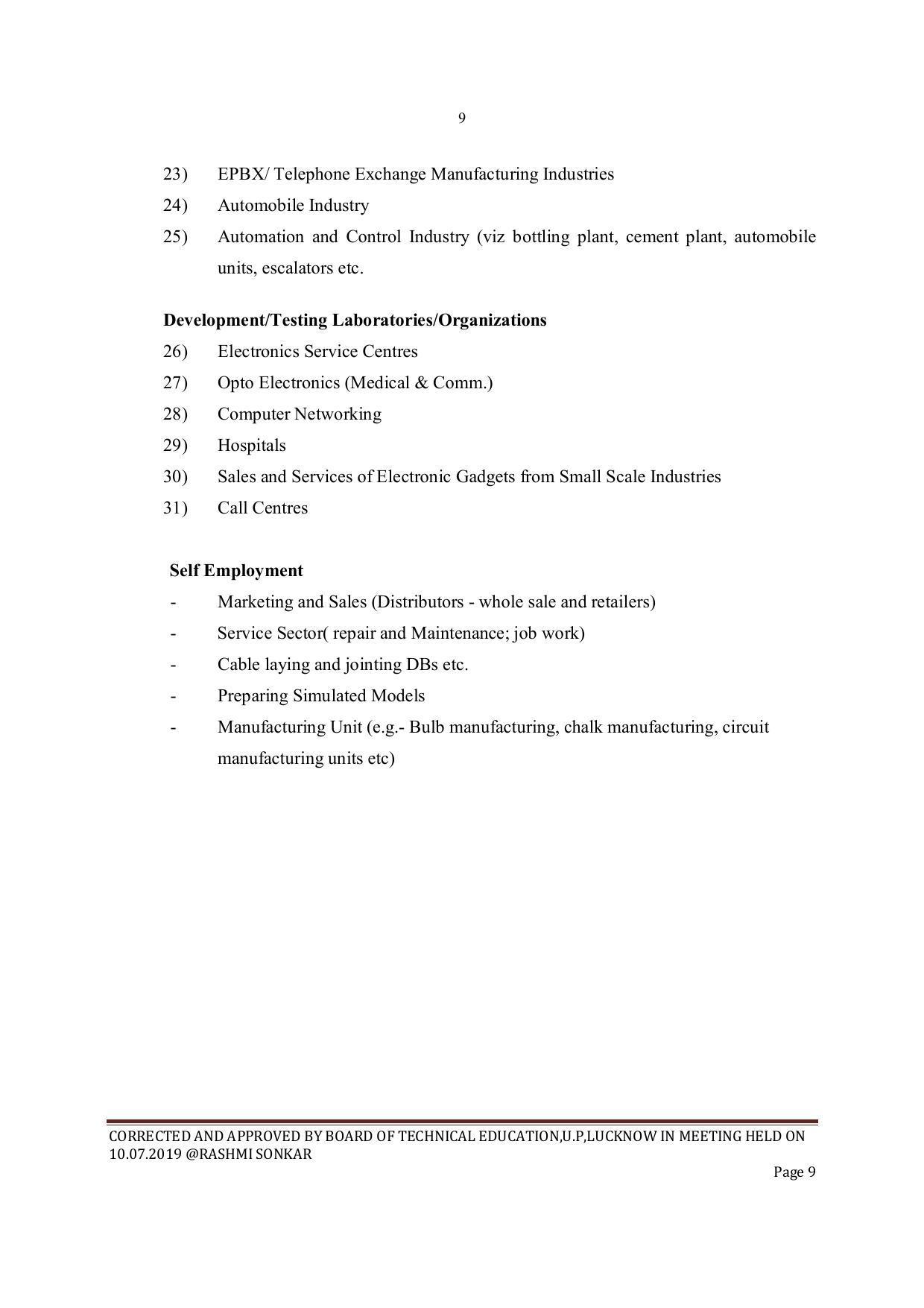 EFFECTIVE FROM JULY 2019-20 - SIX SEMESTER DIPLOMA COURSE IN ELECTRONICS ENGINEERING - Page 9
