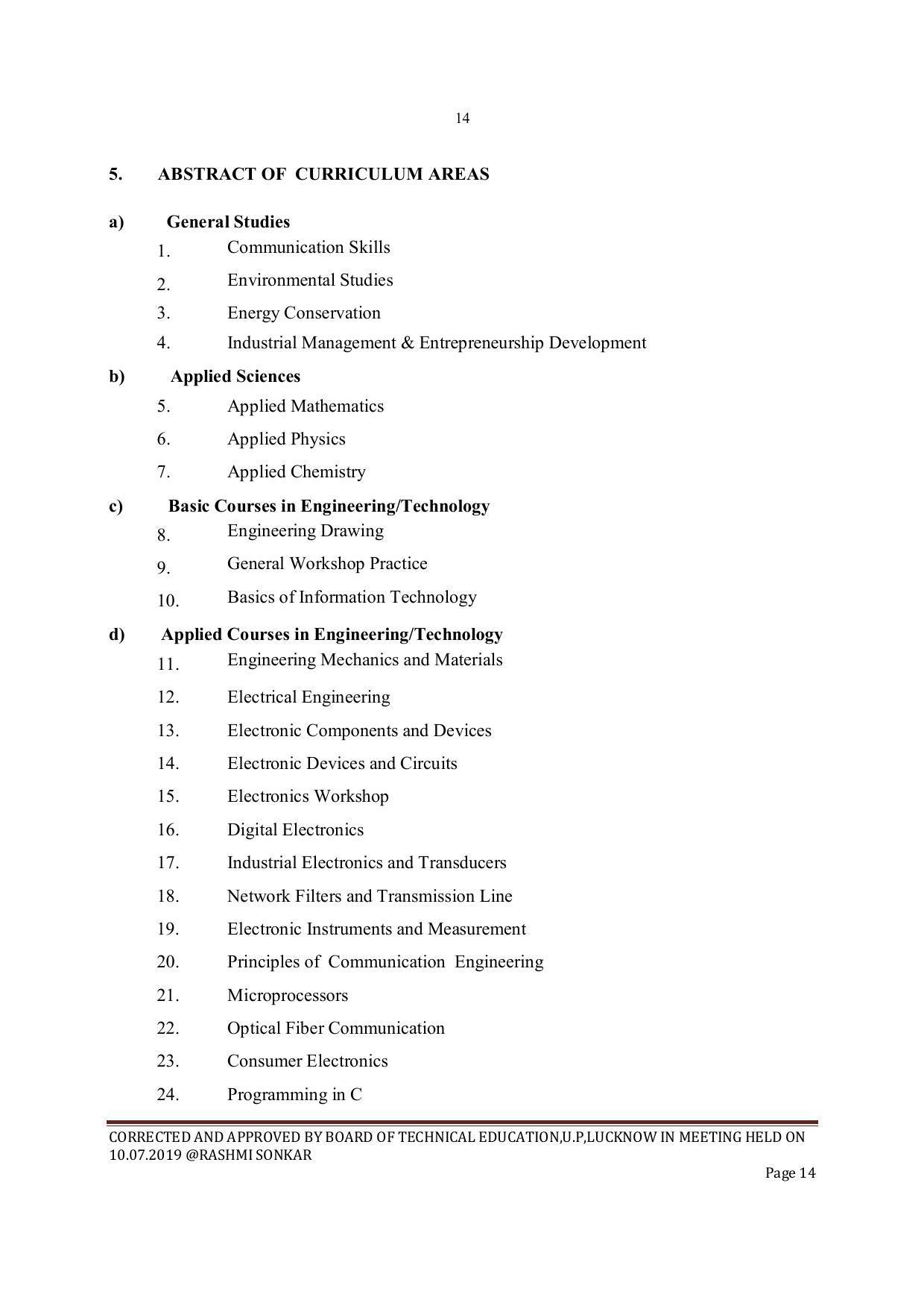 EFFECTIVE FROM JULY 2019-20 - SIX SEMESTER DIPLOMA COURSE IN ELECTRONICS ENGINEERING - Page 14
