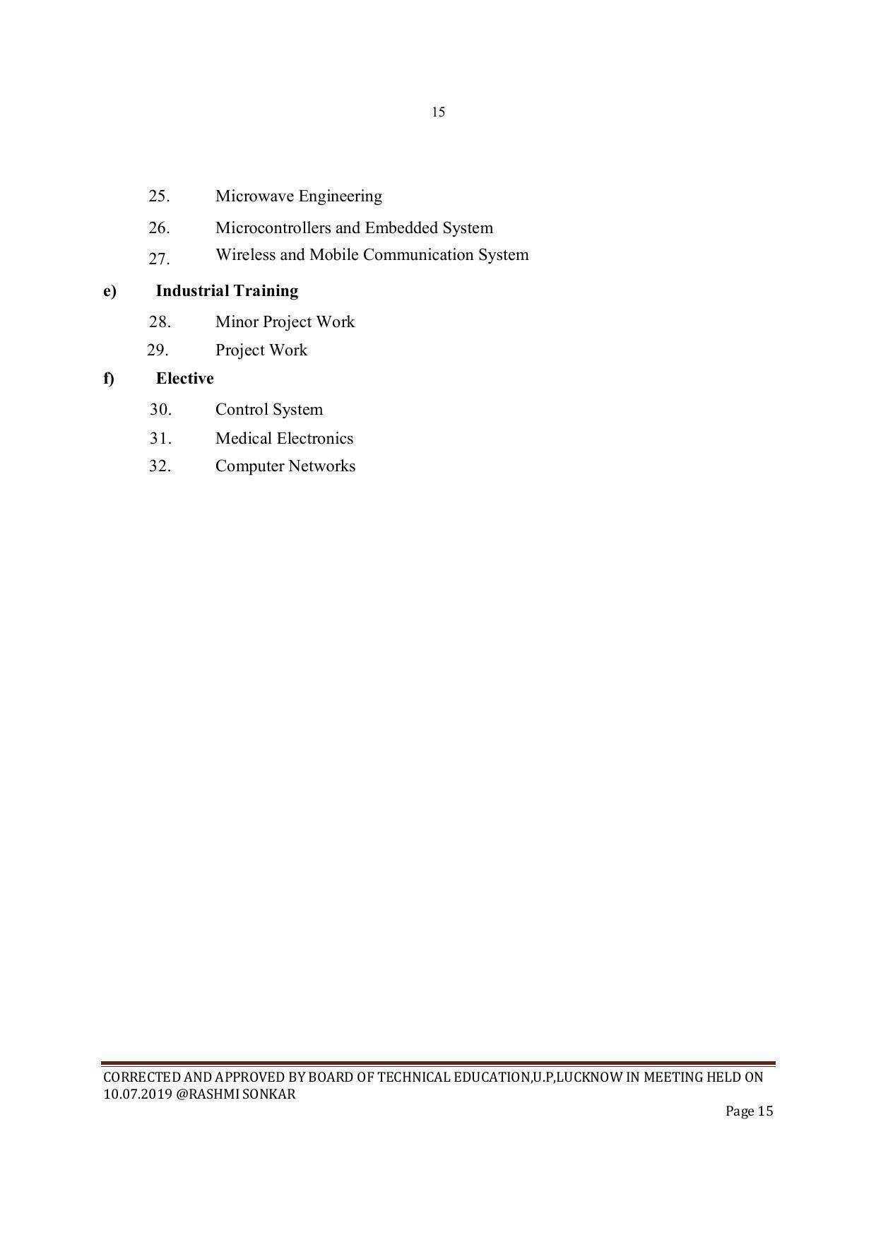 EFFECTIVE FROM JULY 2019-20 - SIX SEMESTER DIPLOMA COURSE IN ELECTRONICS ENGINEERING - Page 15