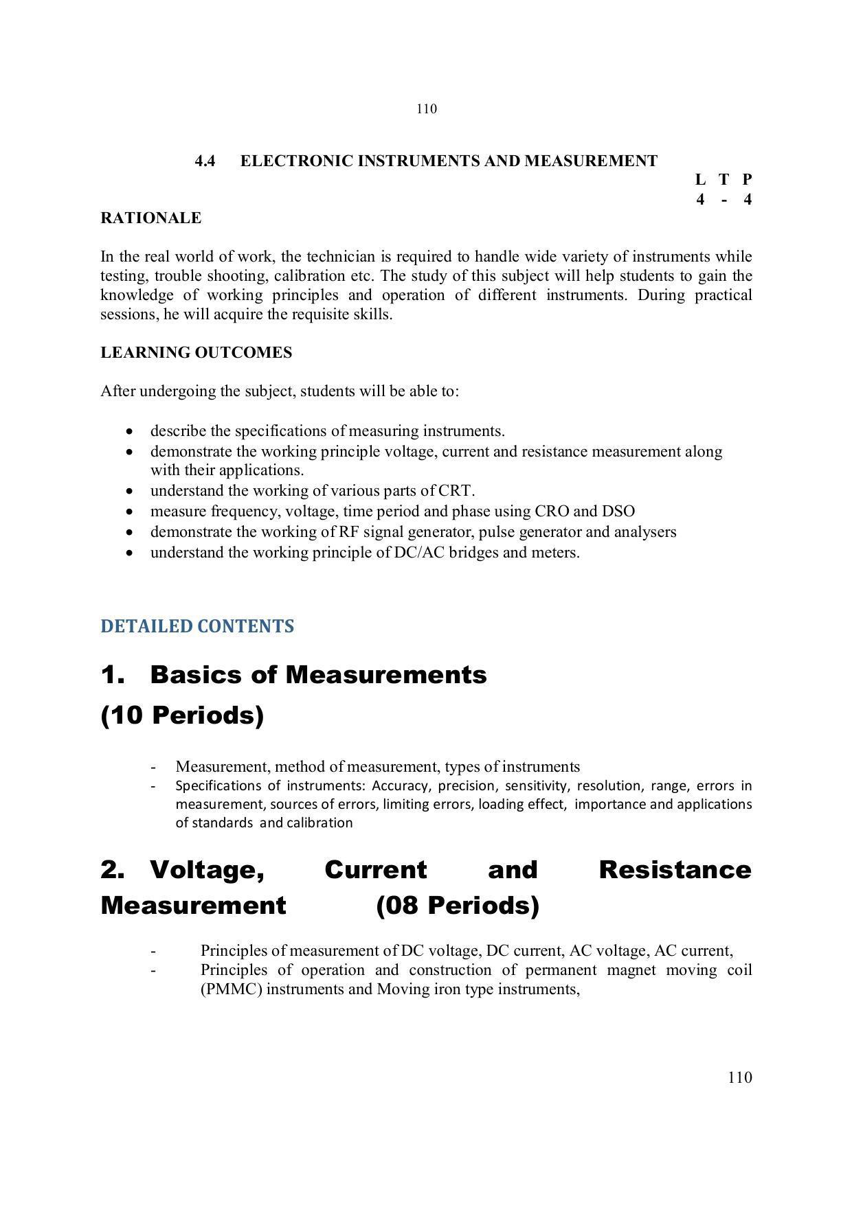 EFFECTIVE FROM JULY 2019-20 - SIX SEMESTER DIPLOMA COURSE IN ELECTRONICS ENGINEERING - Page 116