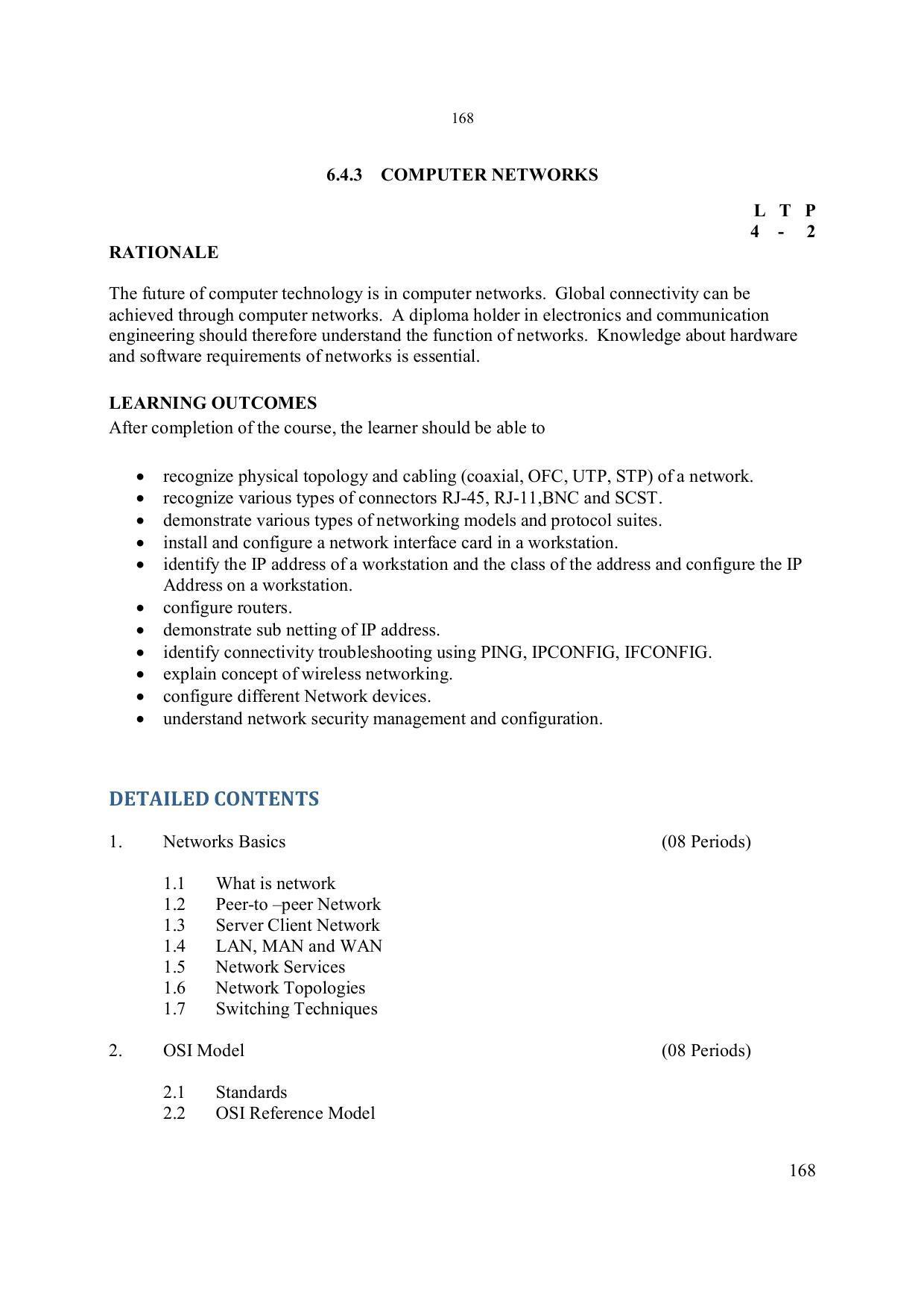 EFFECTIVE FROM JULY 2019-20 - SIX SEMESTER DIPLOMA COURSE IN ELECTRONICS ENGINEERING - Page 174