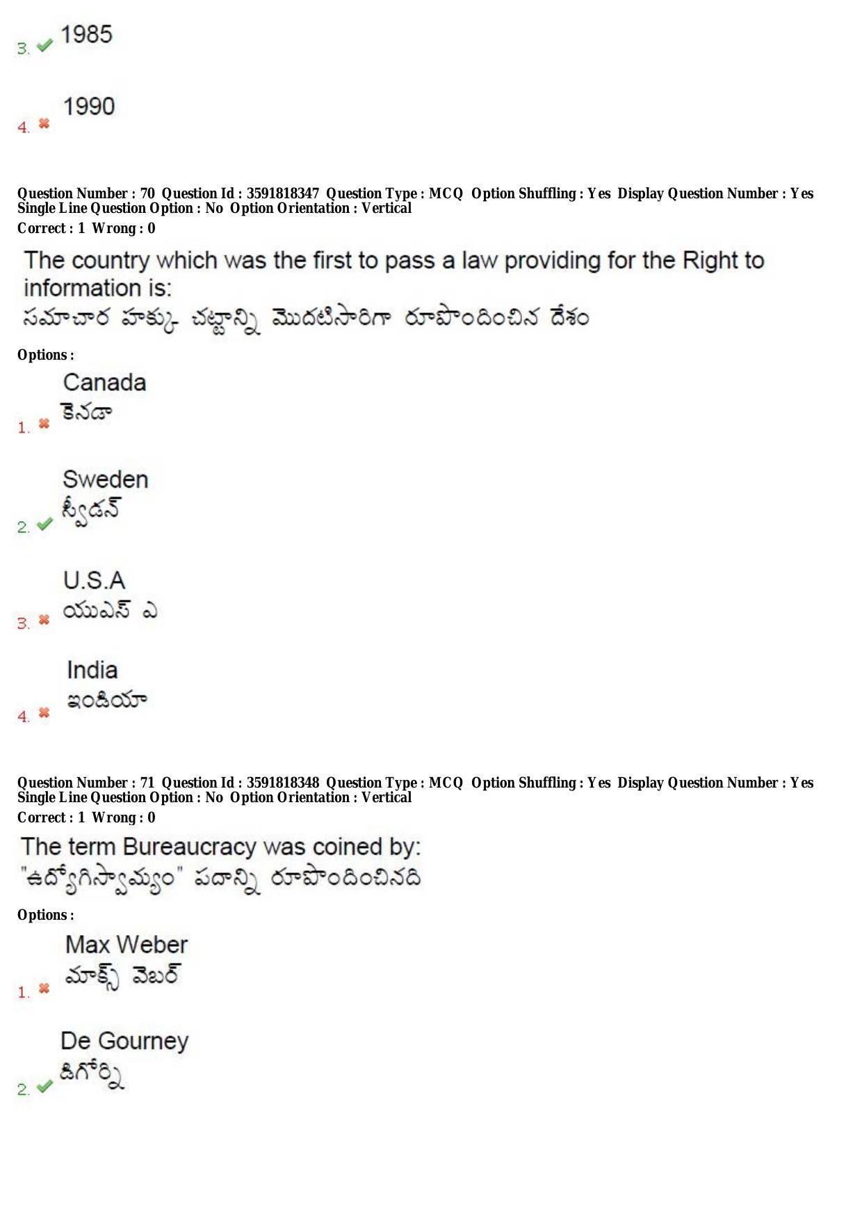 TS CPGET 2018 M.A. Public Administration (Shift 3) Question Paper with Answer Key - Page 36