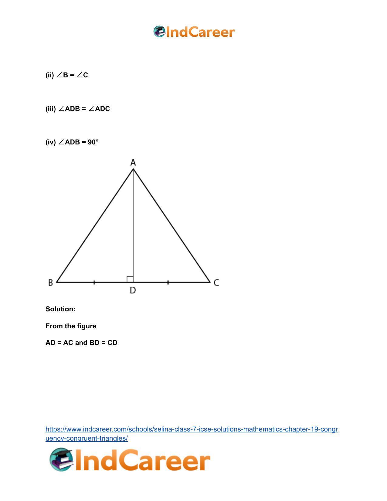 Selina Class 7 ICSE Solutions Mathematics : Chapter 19- Congruency: Congruent Triangles - Page 8