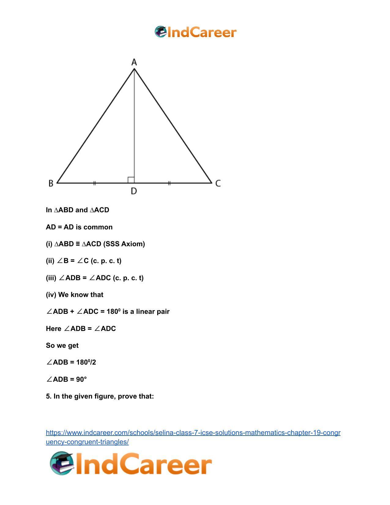 Selina Class 7 ICSE Solutions Mathematics : Chapter 19- Congruency: Congruent Triangles - Page 9
