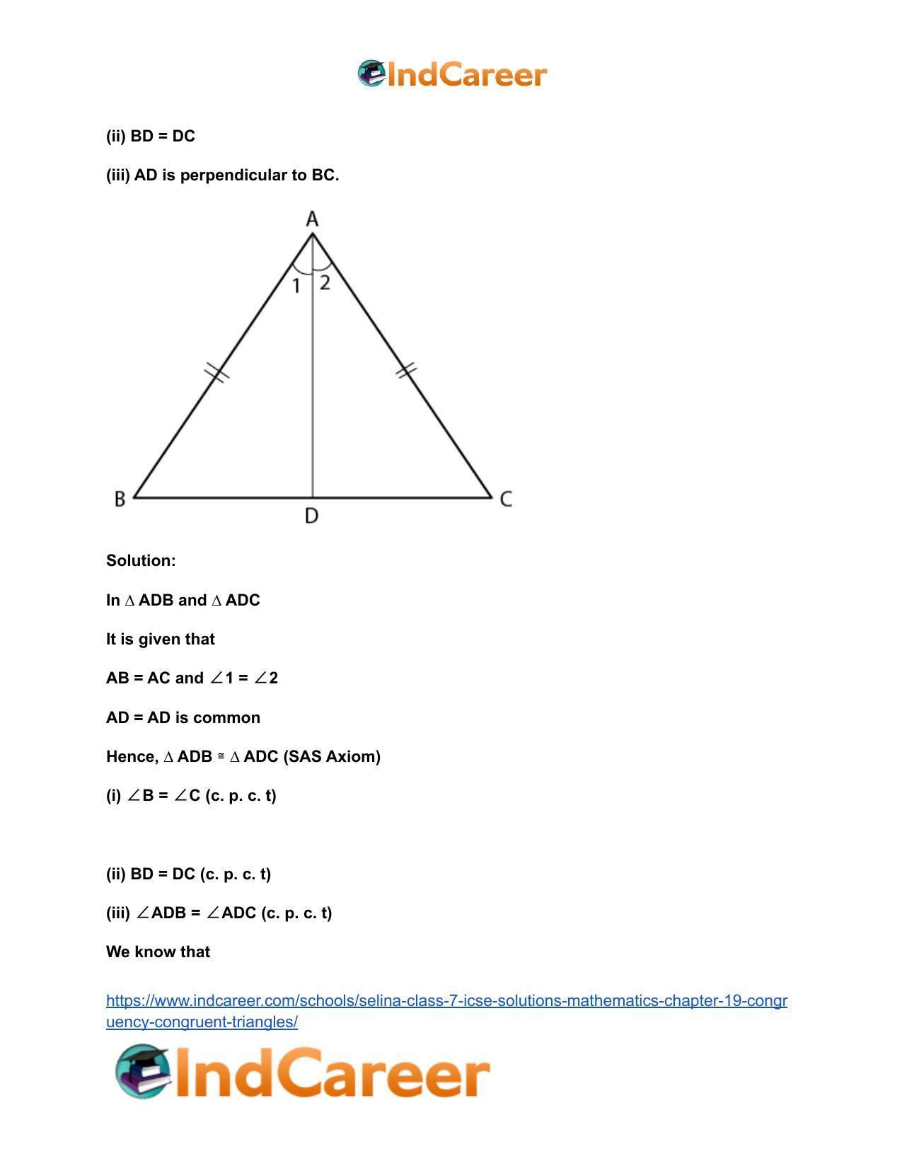 Selina Class 7 ICSE Solutions Mathematics : Chapter 19- Congruency: Congruent Triangles - Page 13