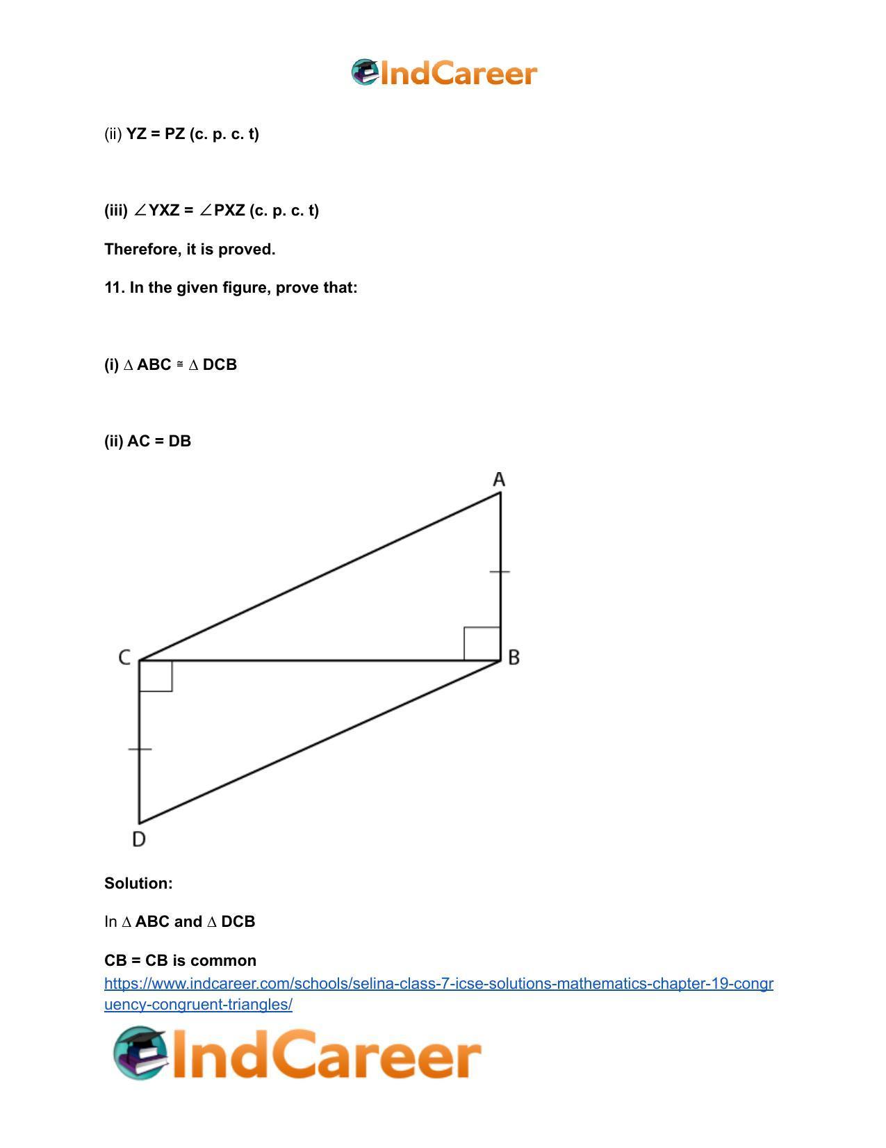 Selina Class 7 ICSE Solutions Mathematics : Chapter 19- Congruency: Congruent Triangles - Page 16