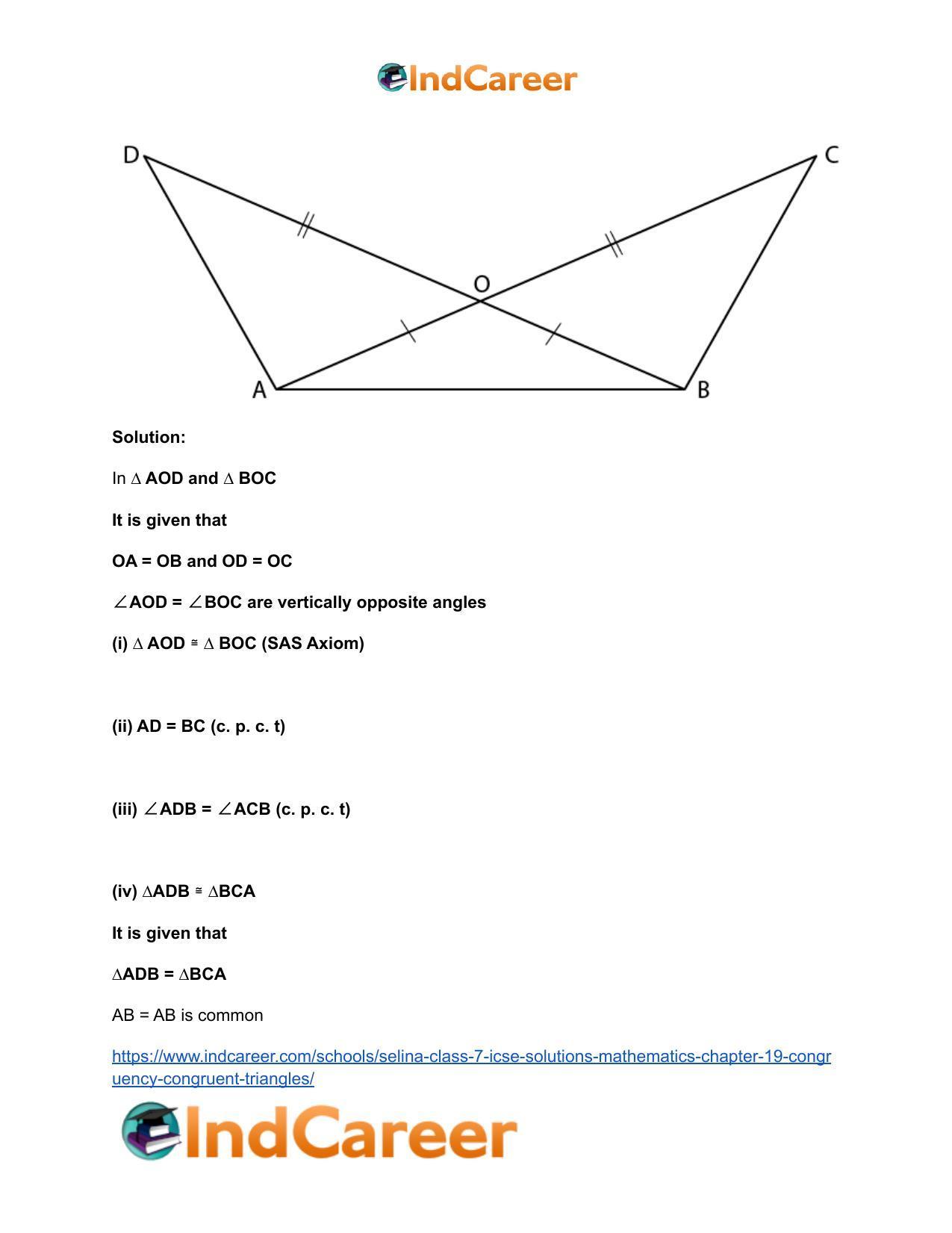 Selina Class 7 ICSE Solutions Mathematics : Chapter 19- Congruency: Congruent Triangles - Page 18
