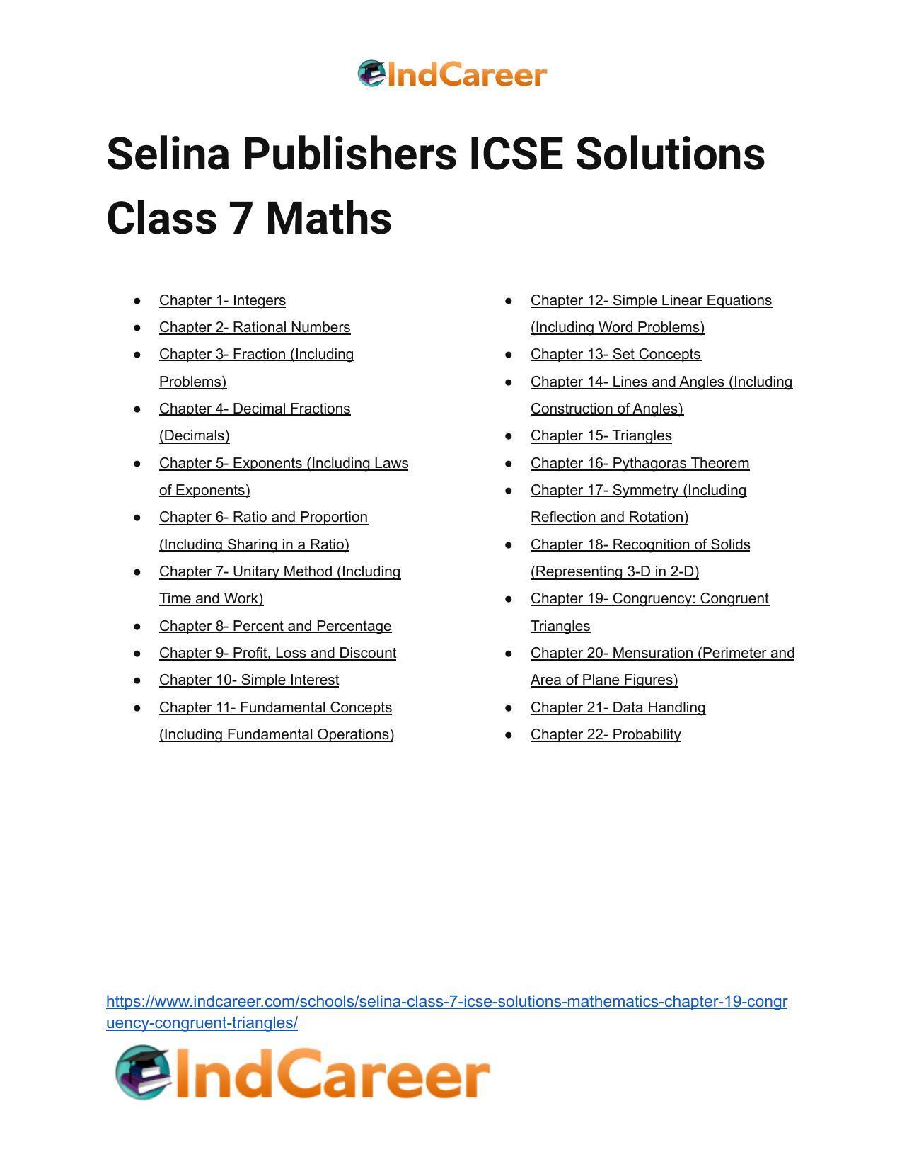Selina Class 7 ICSE Solutions Mathematics : Chapter 19- Congruency: Congruent Triangles - Page 24