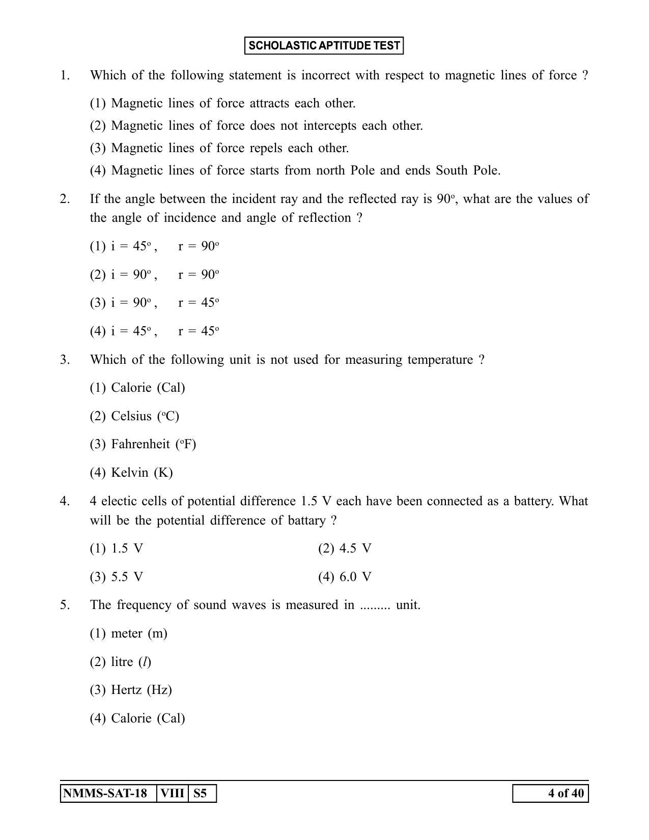 SAT ENGLISH 2018-19 Class 8 Maharashtra NMMS Question Papers - Page 4