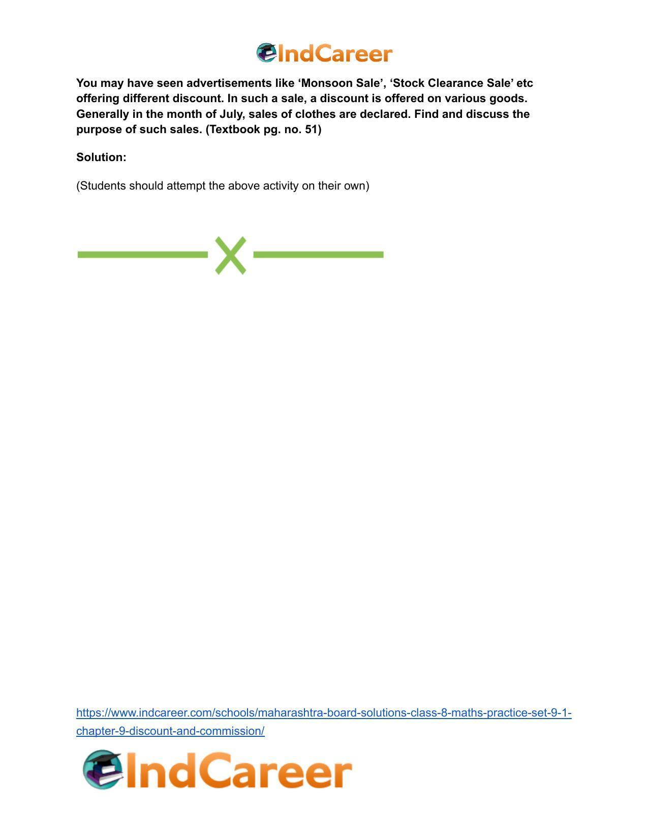 Maharashtra Board Solutions Class 8-Maths (Practice Set 9.1): Chapter 9- Discount and Commission - Page 9