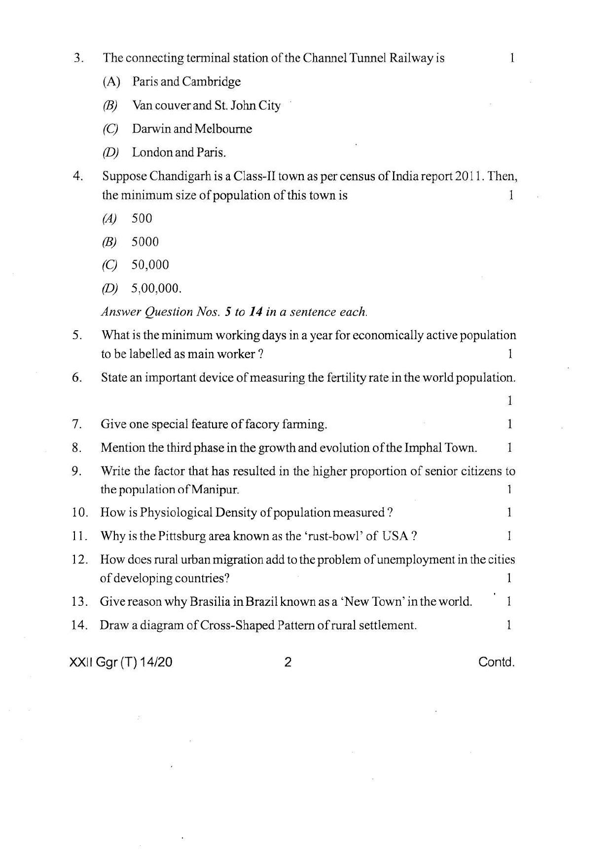COHSEM Class 12 Geography Question Papers 2020 - Page 2