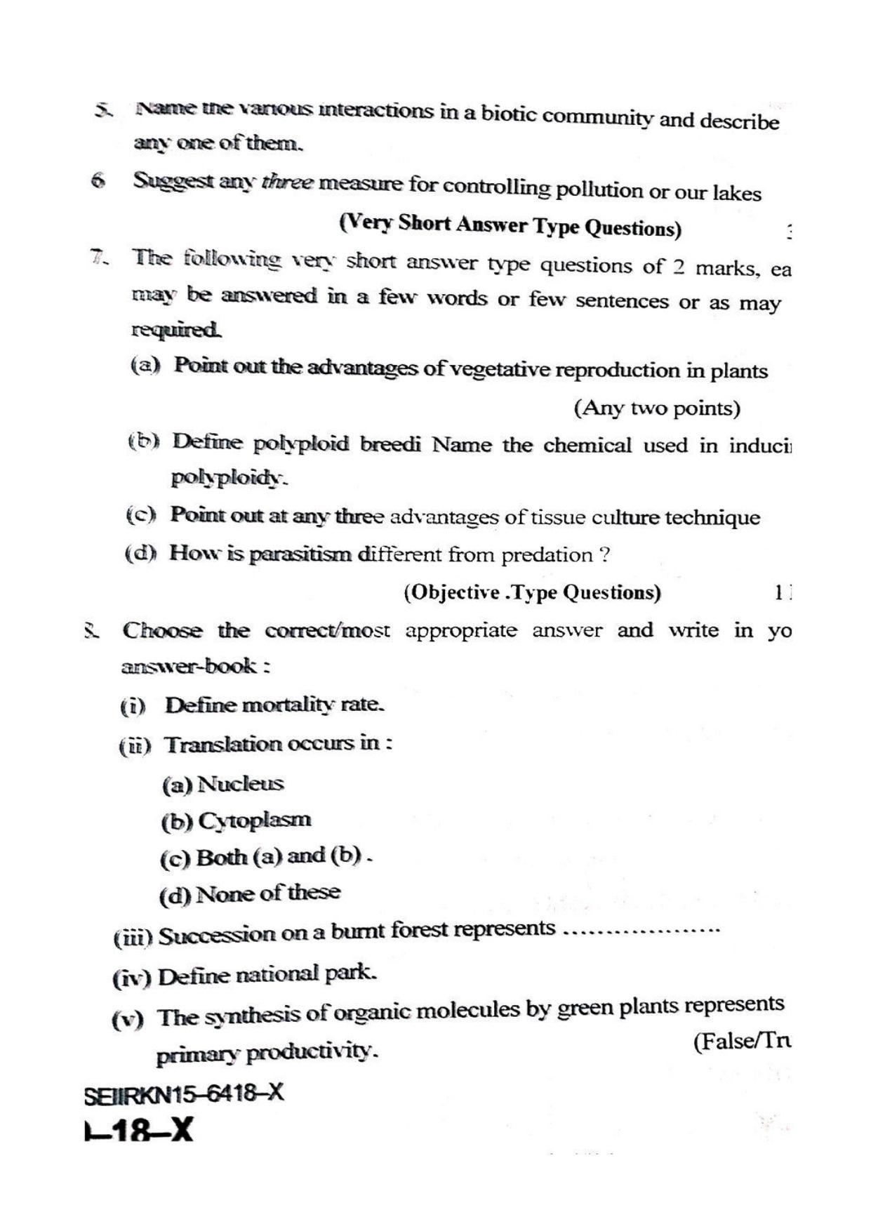 JKBOSE Class 12 Biology-Botany Question Papers 2015 (6418-X) - Page 2