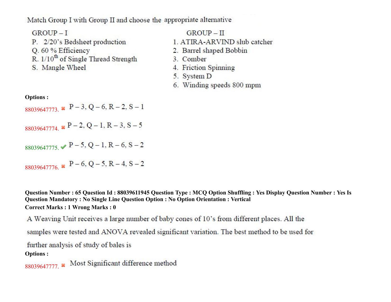 TS PGECET 2020: Textile Technology Question Papers - Page 39