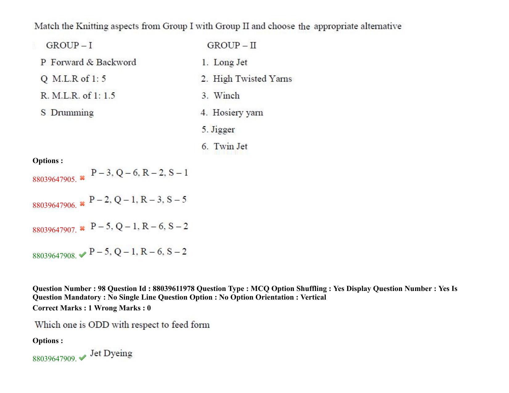 TS PGECET 2020: Textile Technology Question Papers - Page 58
