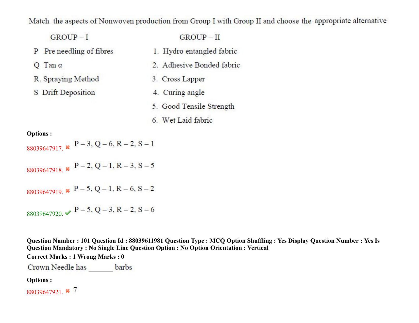 TS PGECET 2020: Textile Technology Question Papers - Page 60