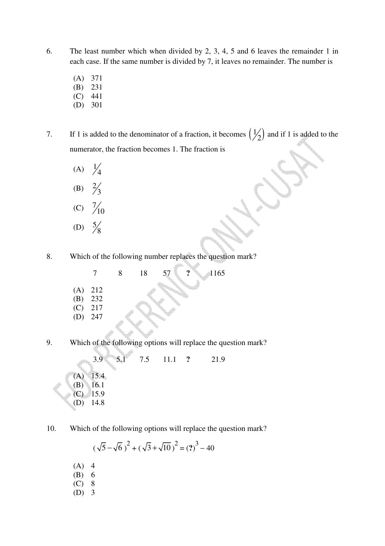 CUSAT CAT 2022 Test for MVoc Programme in Technology and Management Consulting Question Paper - Page 2