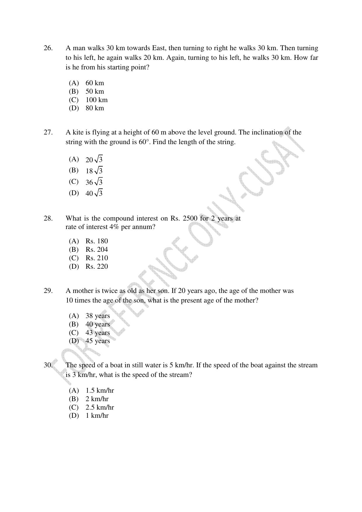 CUSAT CAT 2022 Test for MVoc Programme in Technology and Management Consulting Question Paper - Page 6