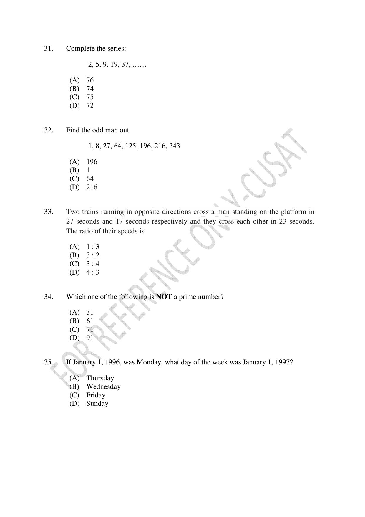 CUSAT CAT 2022 Test for MVoc Programme in Technology and Management Consulting Question Paper - Page 7