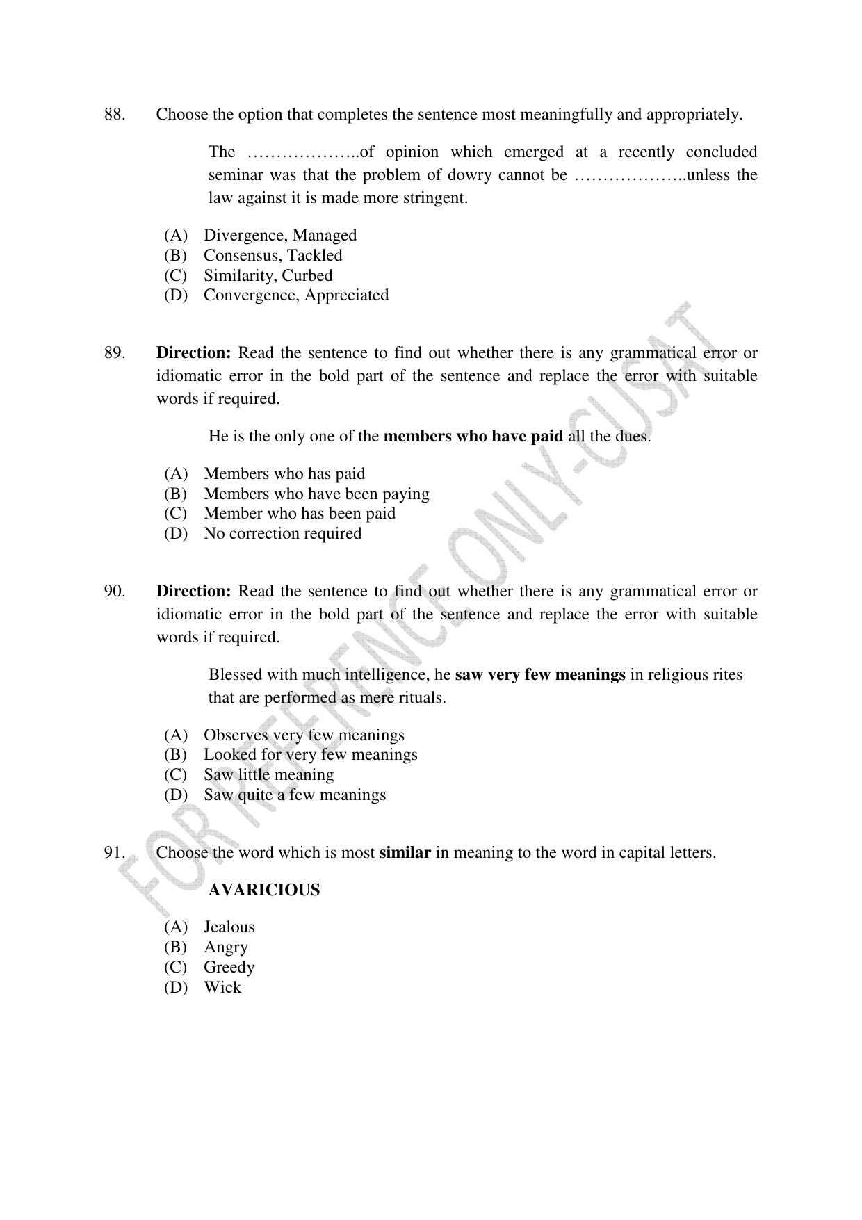 CUSAT CAT 2022 Test for MVoc Programme in Technology and Management Consulting Question Paper - Page 23