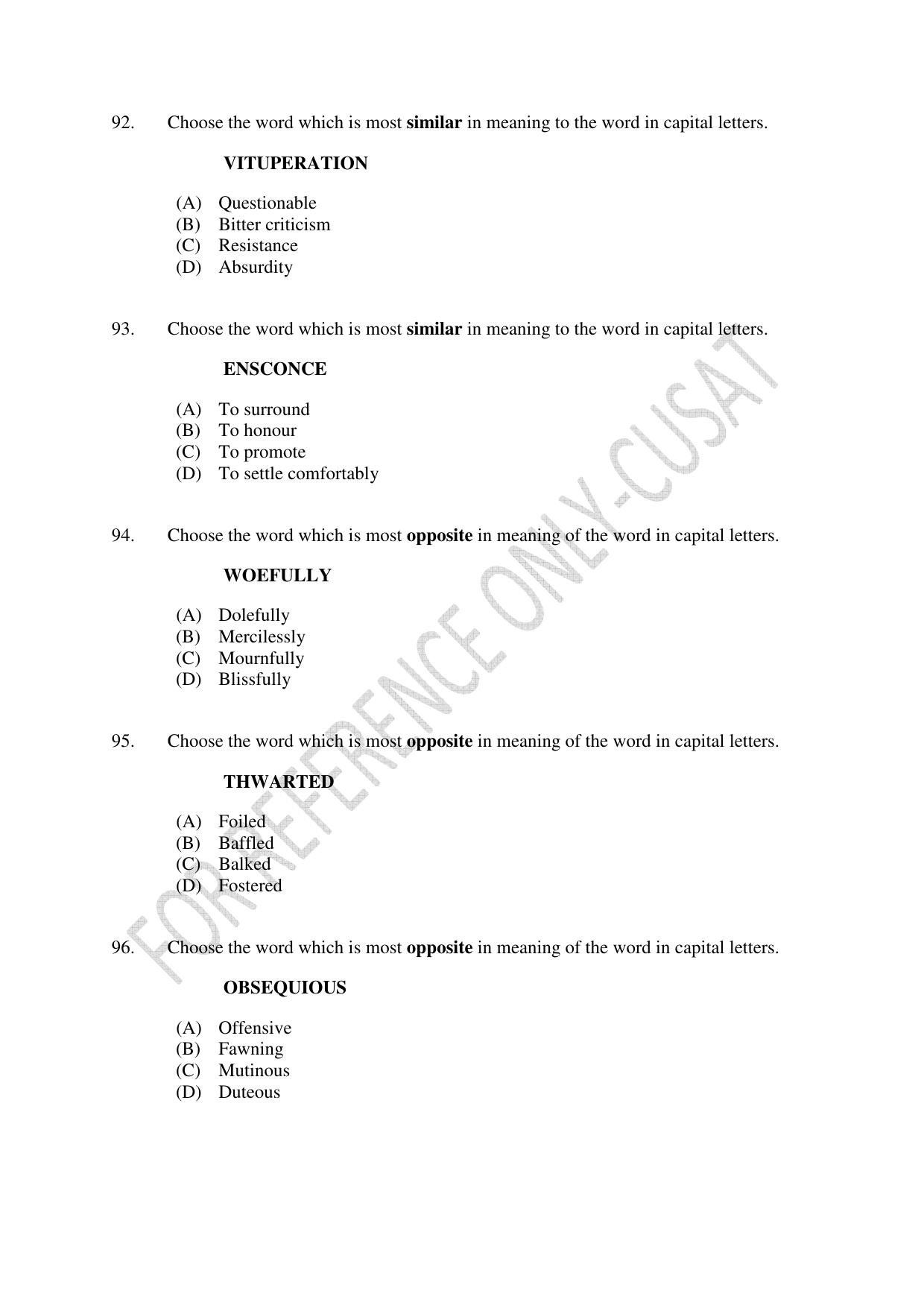 CUSAT CAT 2022 Test for MVoc Programme in Technology and Management Consulting Question Paper - Page 24