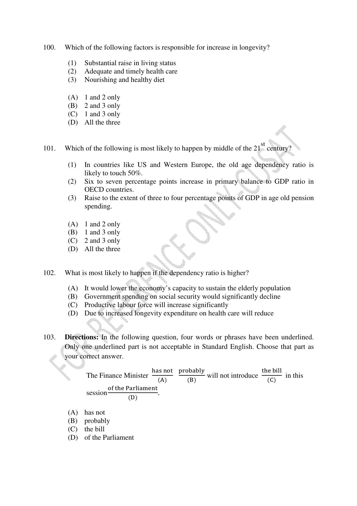 CUSAT CAT 2022 Test for MVoc Programme in Technology and Management Consulting Question Paper - Page 27