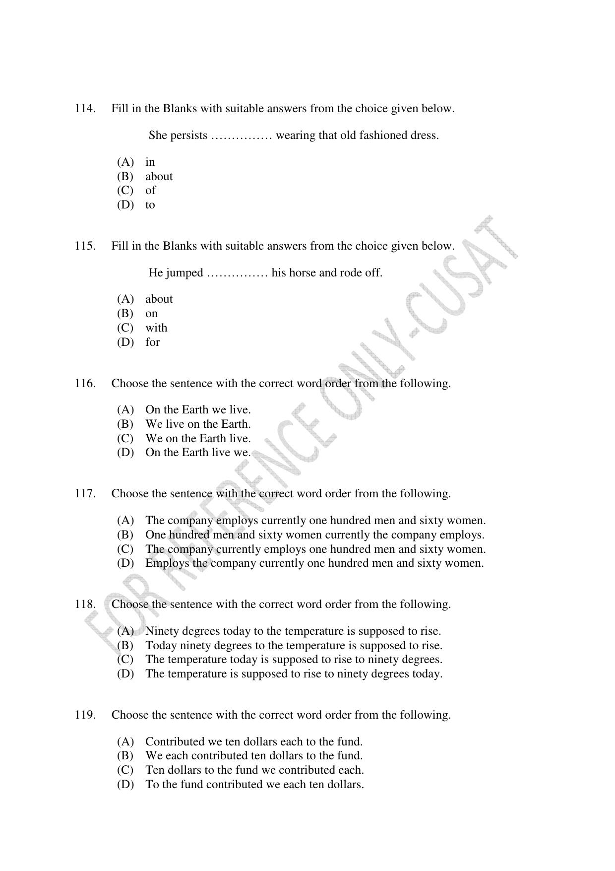 CUSAT CAT 2022 Test for MVoc Programme in Technology and Management Consulting Question Paper - Page 30