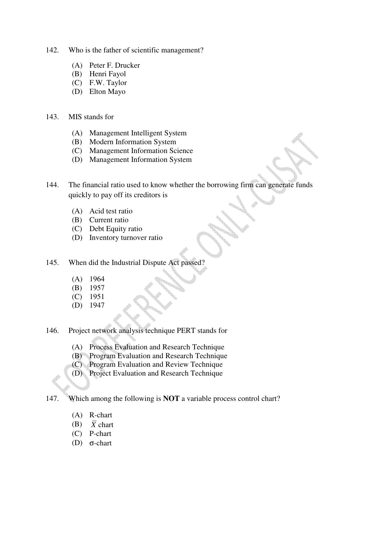 CUSAT CAT 2022 Test for MVoc Programme in Technology and Management Consulting Question Paper - Page 35