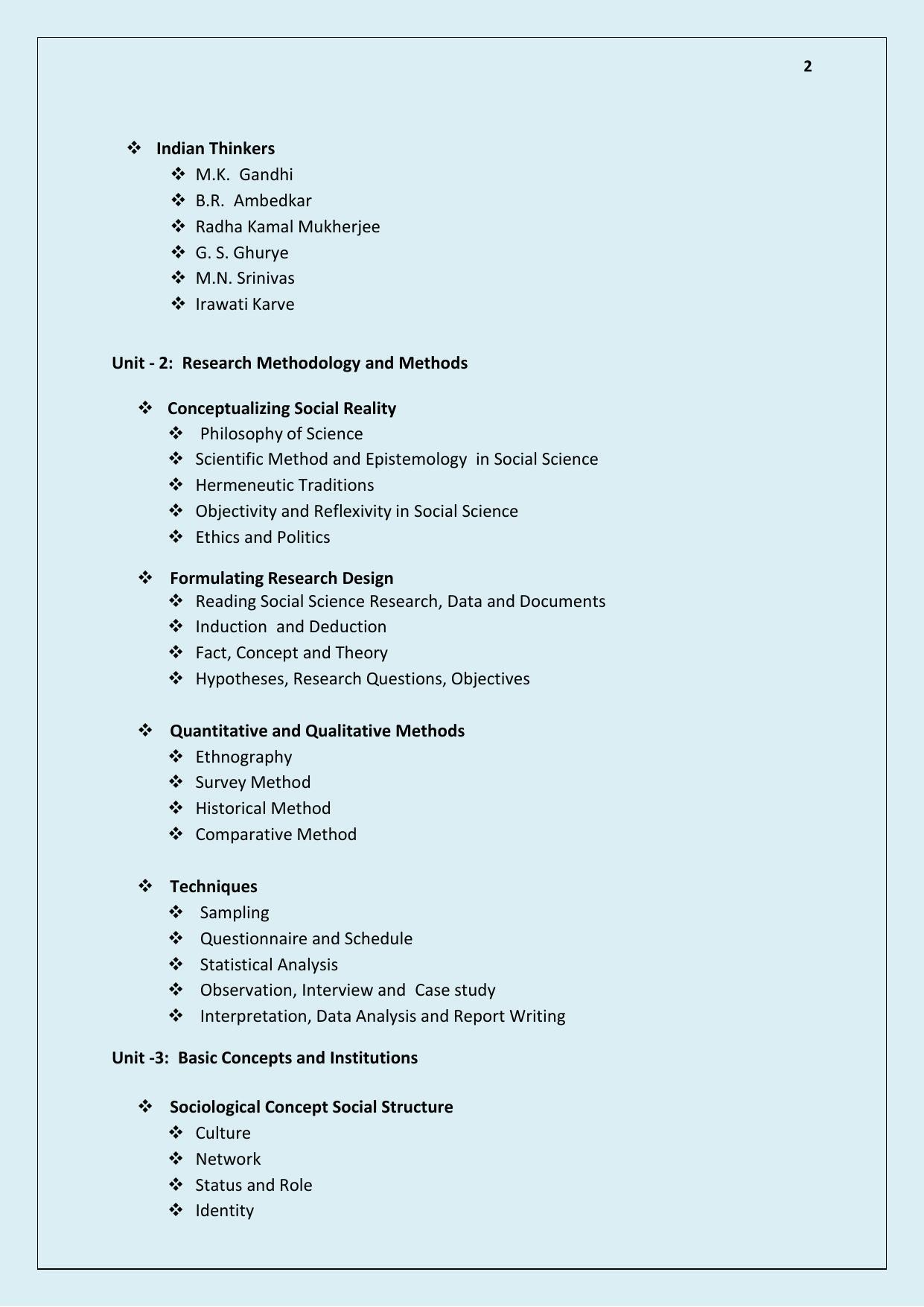 NTA PhD Entrance Exam Sociology Syllabus - Page 2