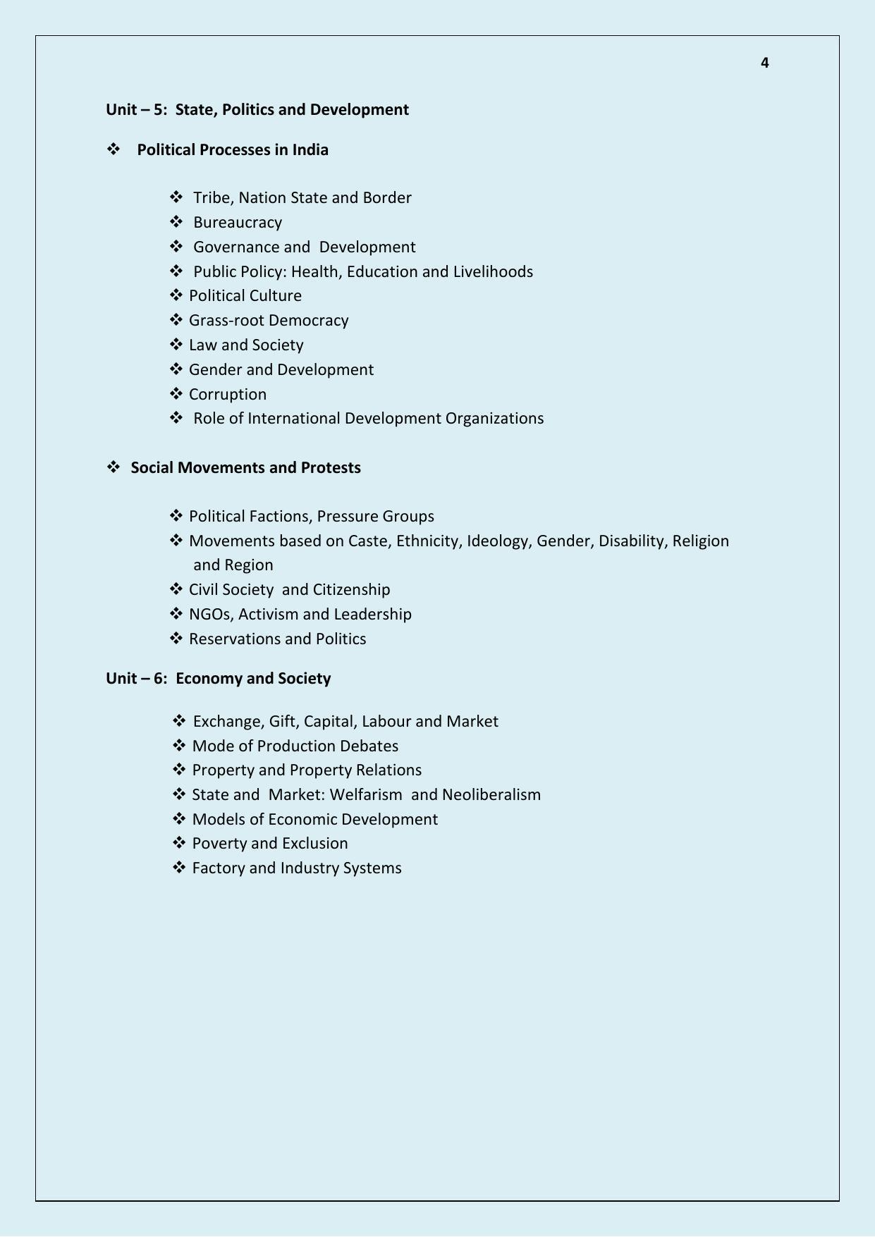 NTA PhD Entrance Exam Sociology Syllabus - Page 4