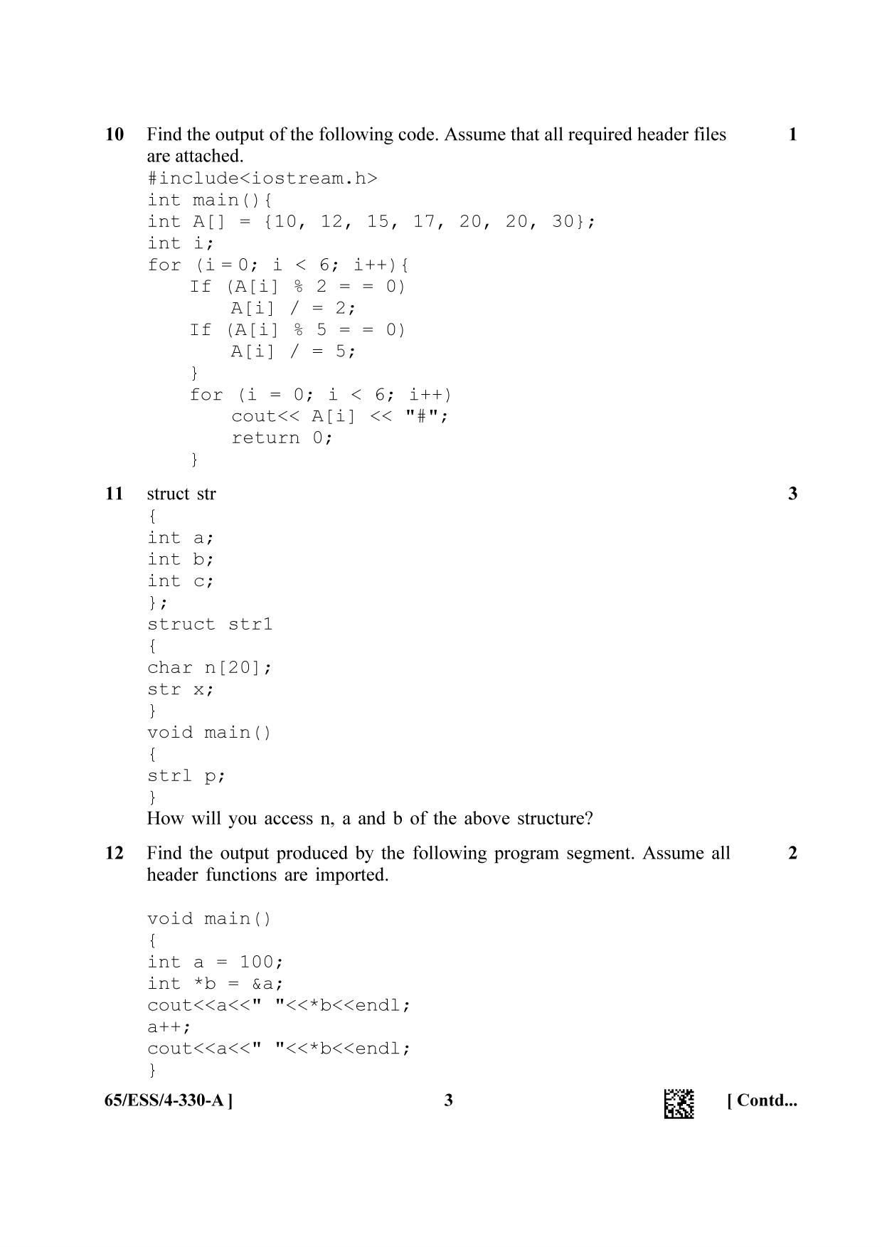 NIOS 2023 Class 12 Computer Science (ESS) Question Paper - Page 3