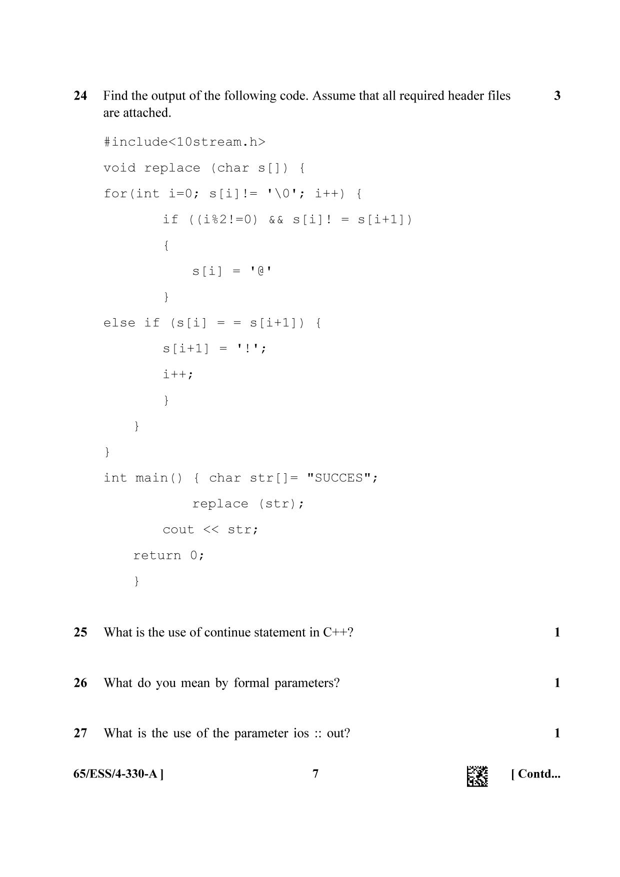 NIOS 2023 Class 12 Computer Science (ESS) Question Paper - Page 7