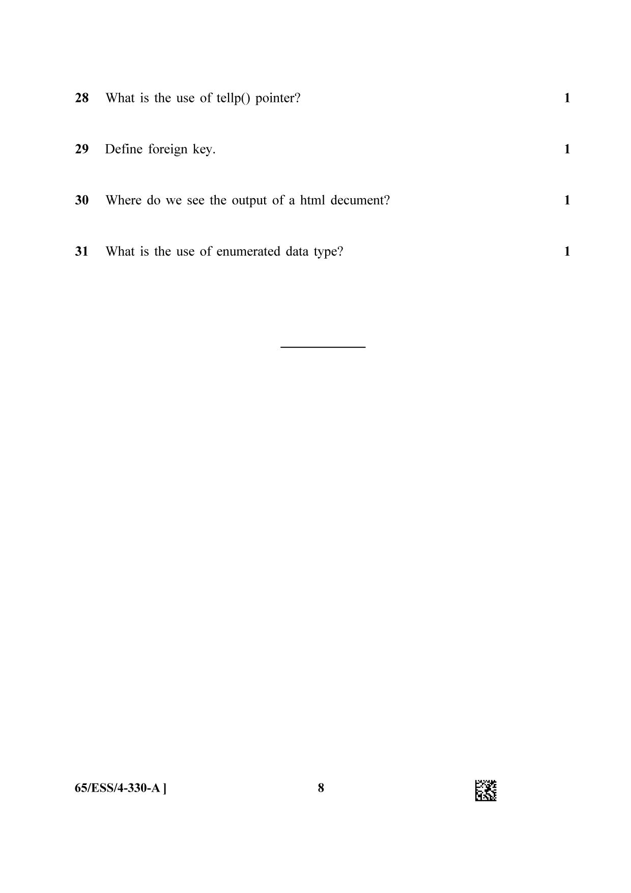 NIOS 2023 Class 12 Computer Science (ESS) Question Paper - Page 8