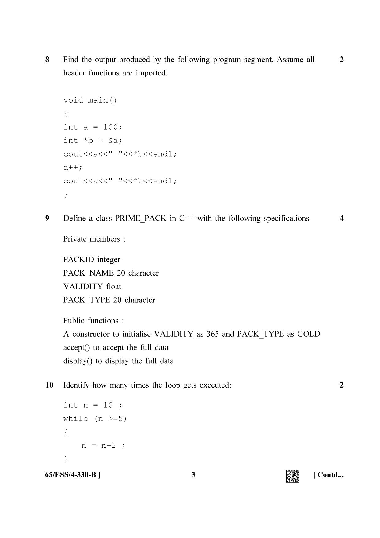 NIOS 2023 Class 12 Computer Science (ESS) Question Paper - Page 11