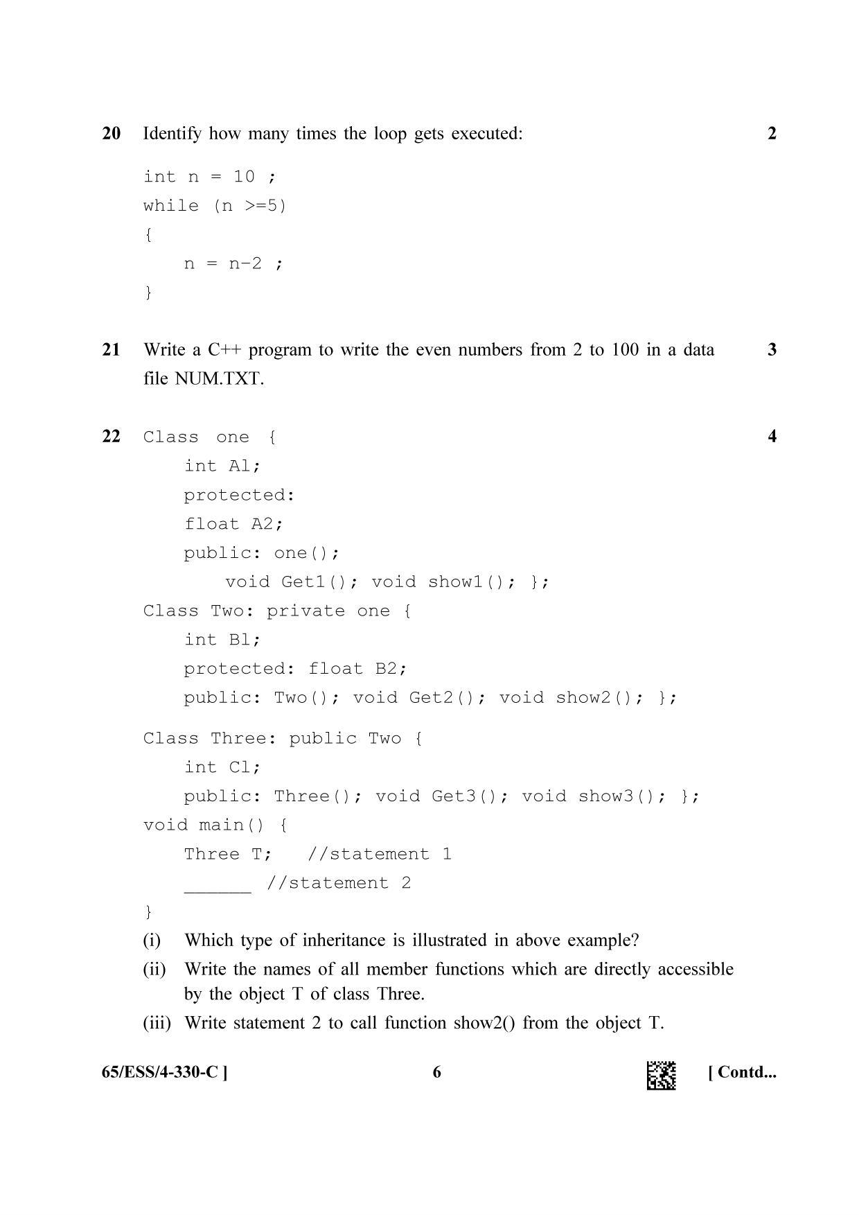 NIOS 2023 Class 12 Computer Science (ESS) Question Paper - Page 22