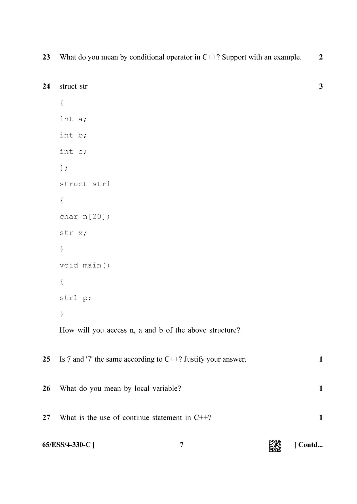 NIOS 2023 Class 12 Computer Science (ESS) Question Paper - Page 23