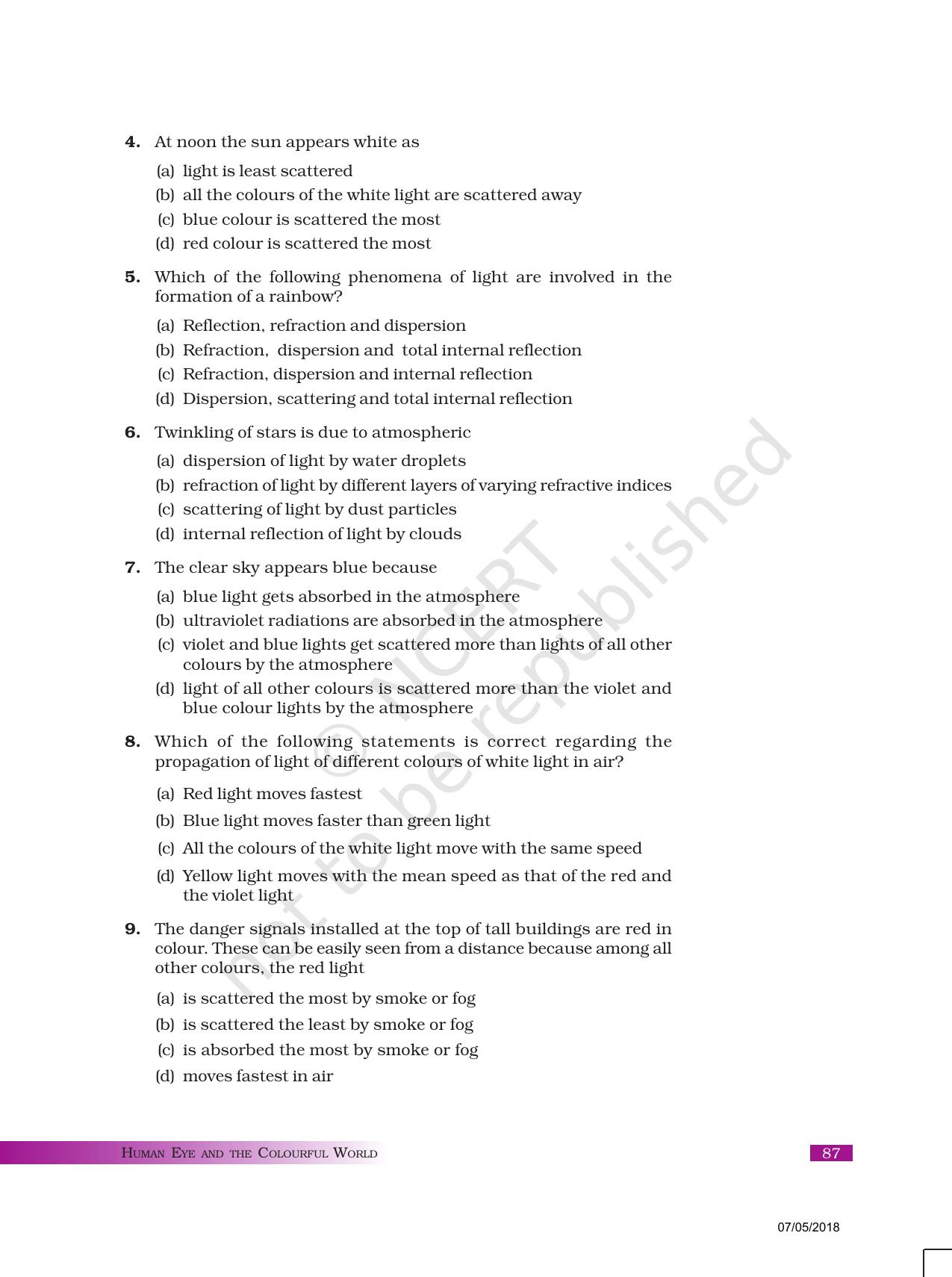 NCERT Exemplar Book for Class 10 Science: Chapter 11 Human Eye and Colourful - Page 2