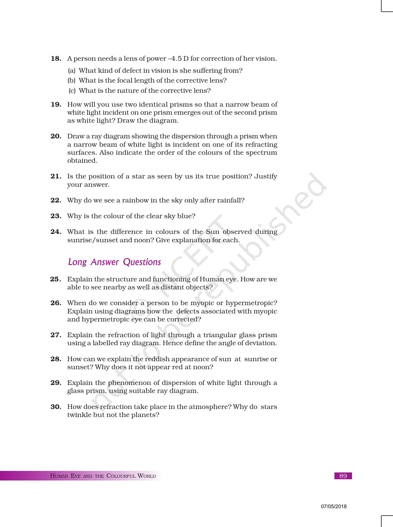 NCERT Exemplar Book for Class 10 Science: Chapter 11 Human Eye and Colourful - Page 4