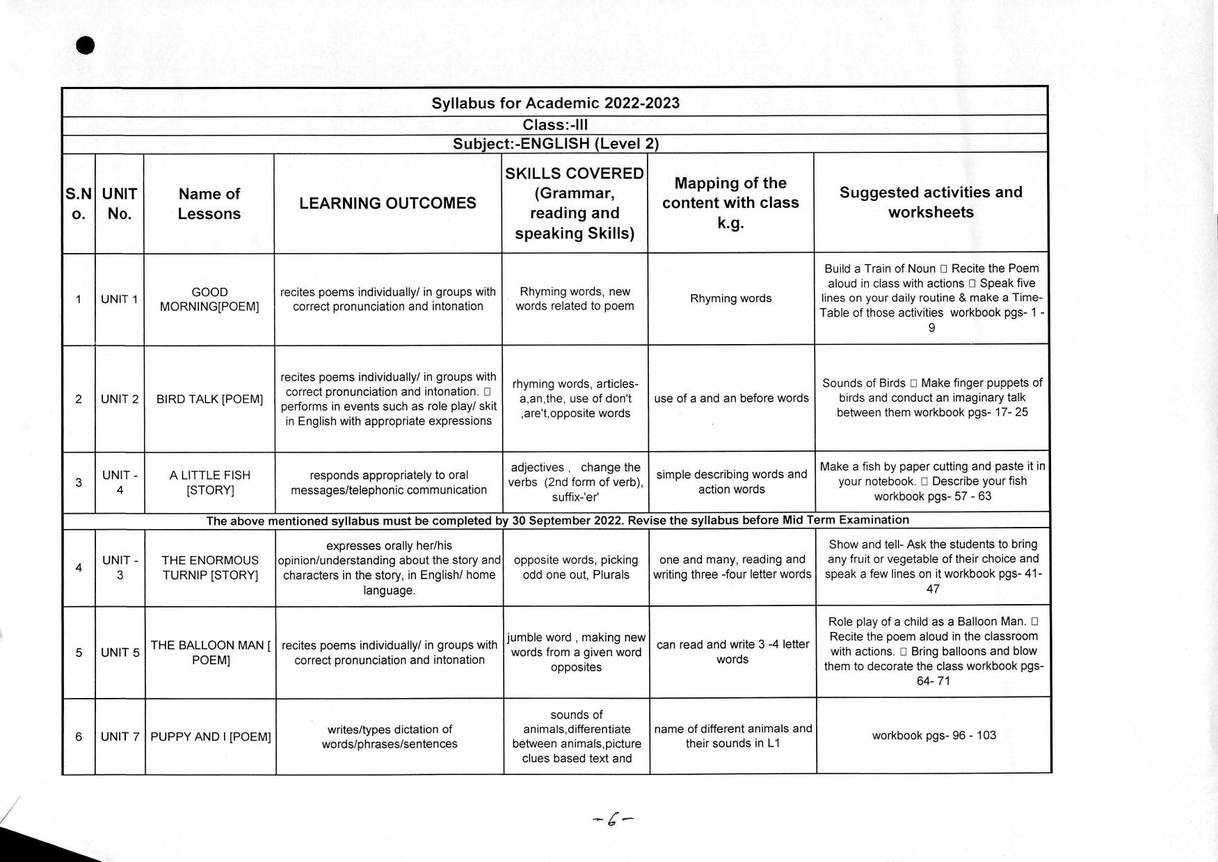 Edudel Class 3 English Syllabus - Page 2