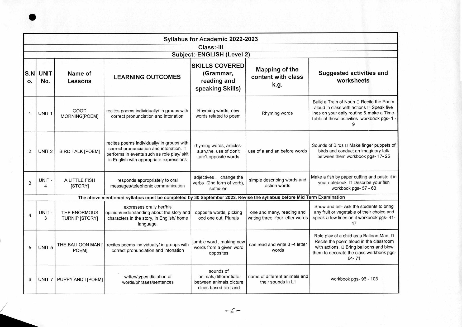 Edudel Class 3 English Syllabus - Page 2